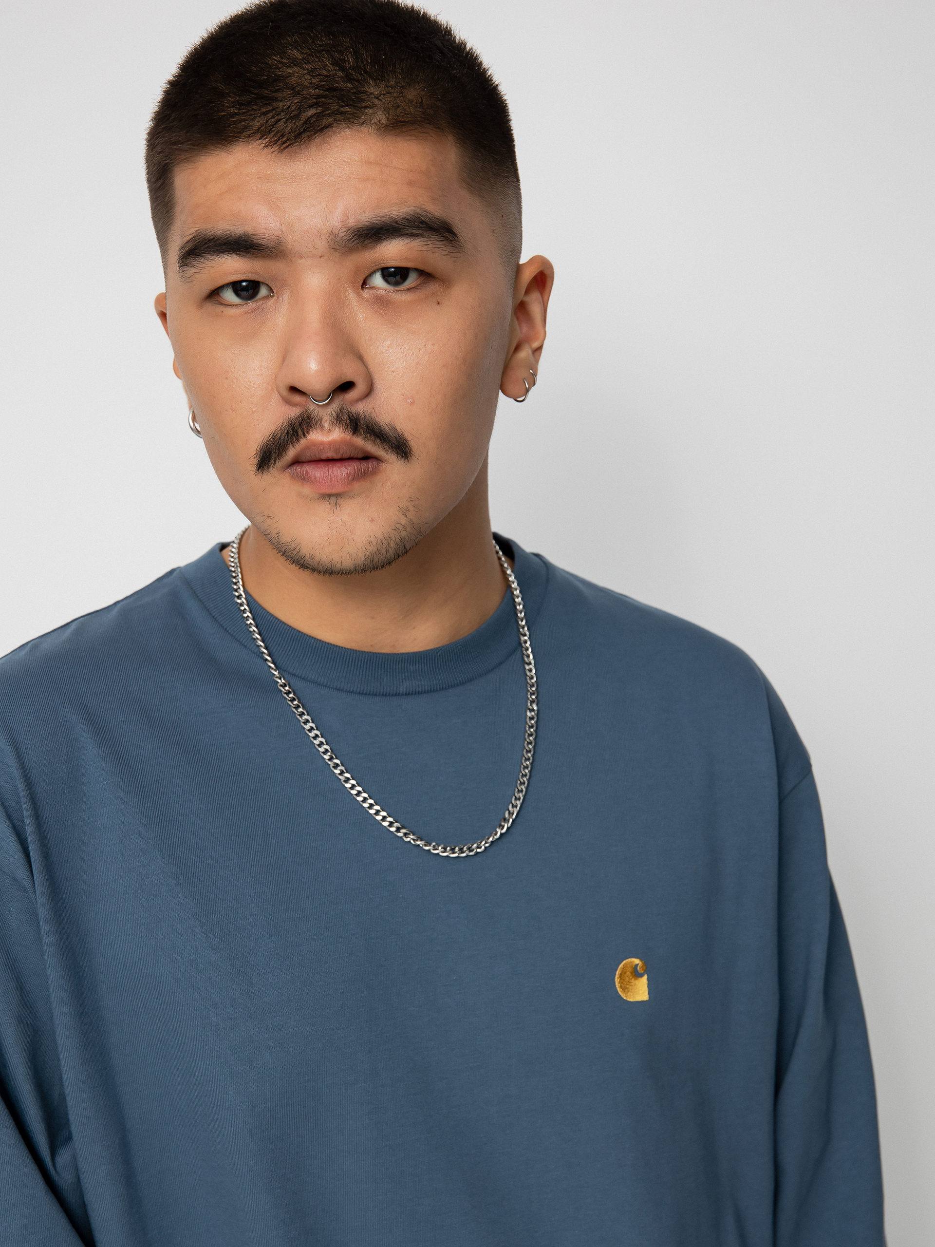 Longsleeve Carhartt WIP Chase (storm blue/gold)