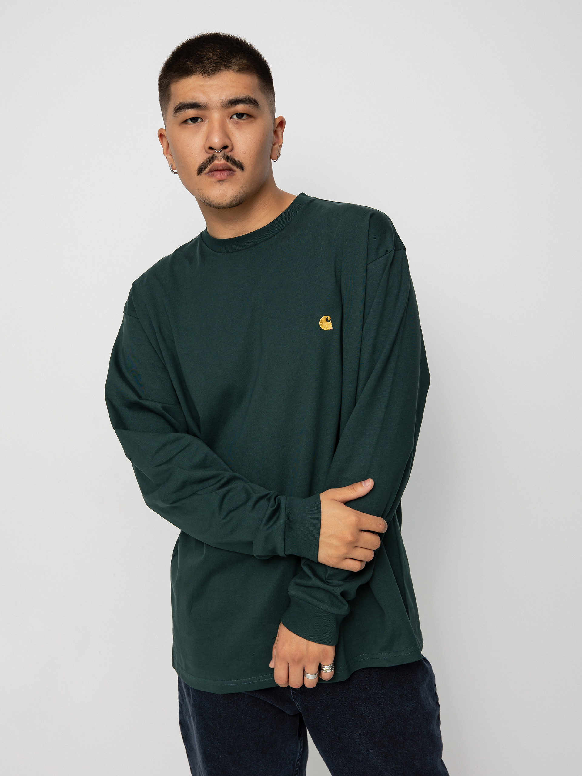 Longsleeve Carhartt WIP Chase (juniper/gold)