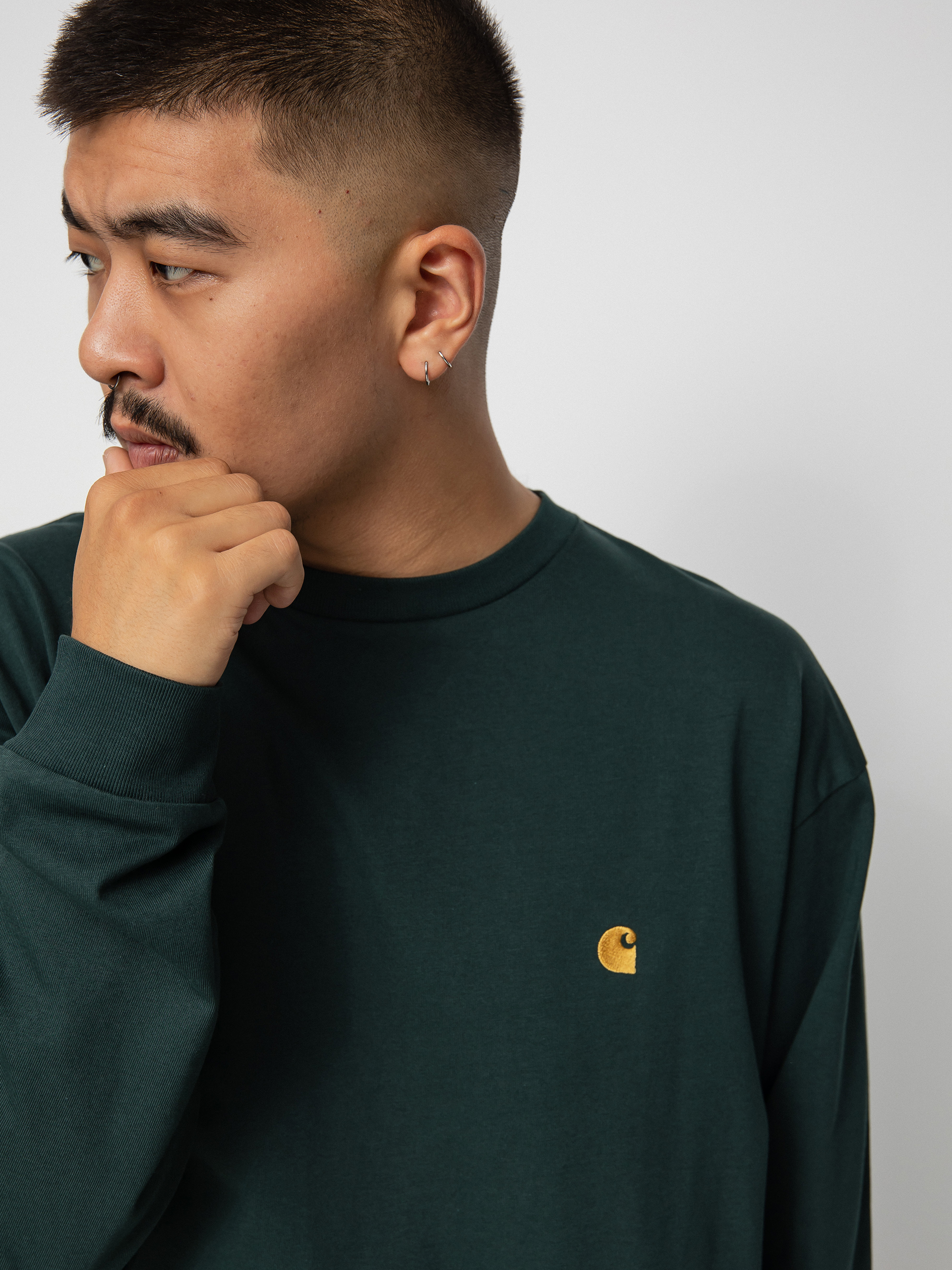 Longsleeve Carhartt WIP Chase (juniper/gold)