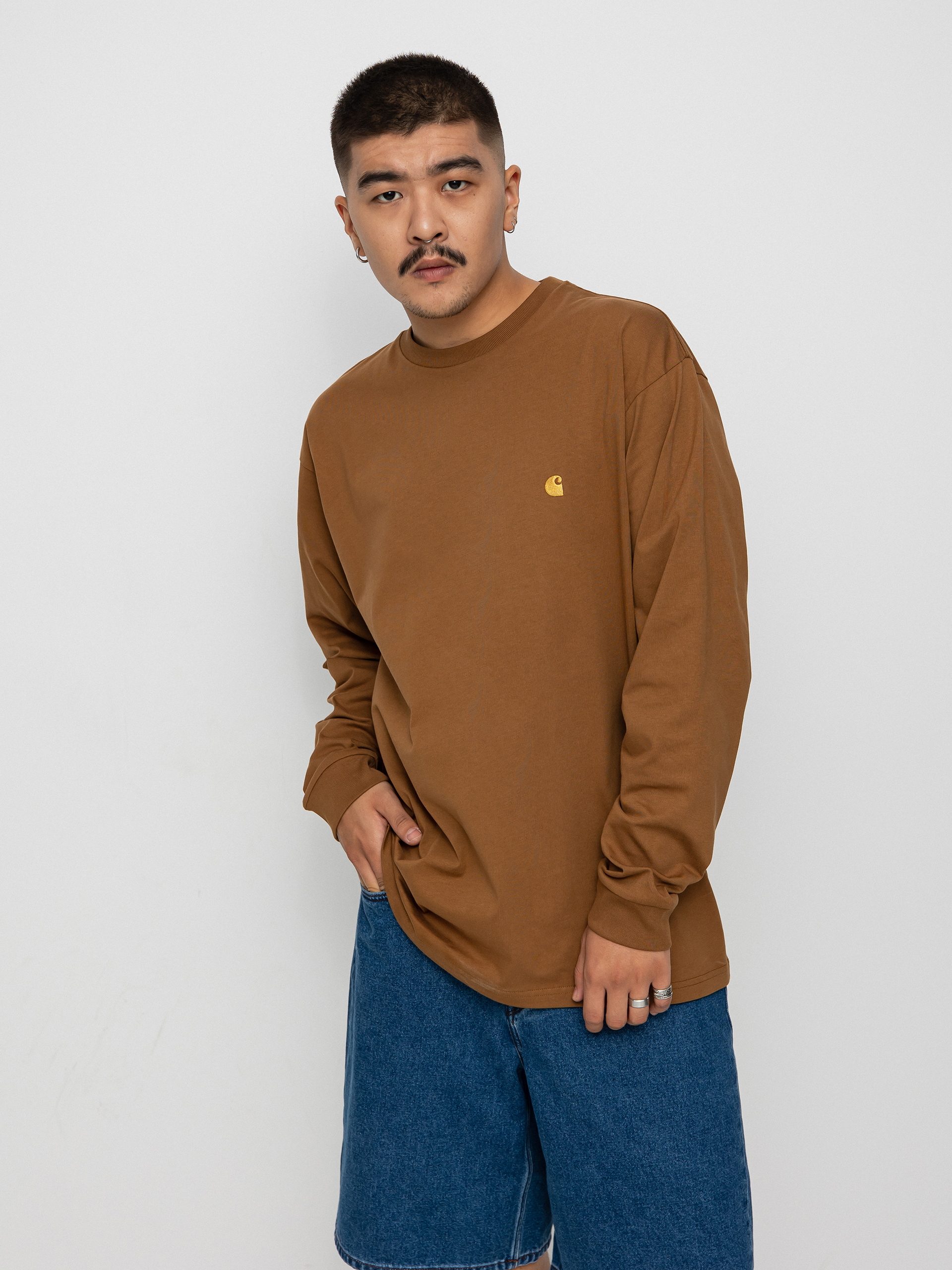 Longsleeve Carhartt WIP Chase (hamilton brown/gold)