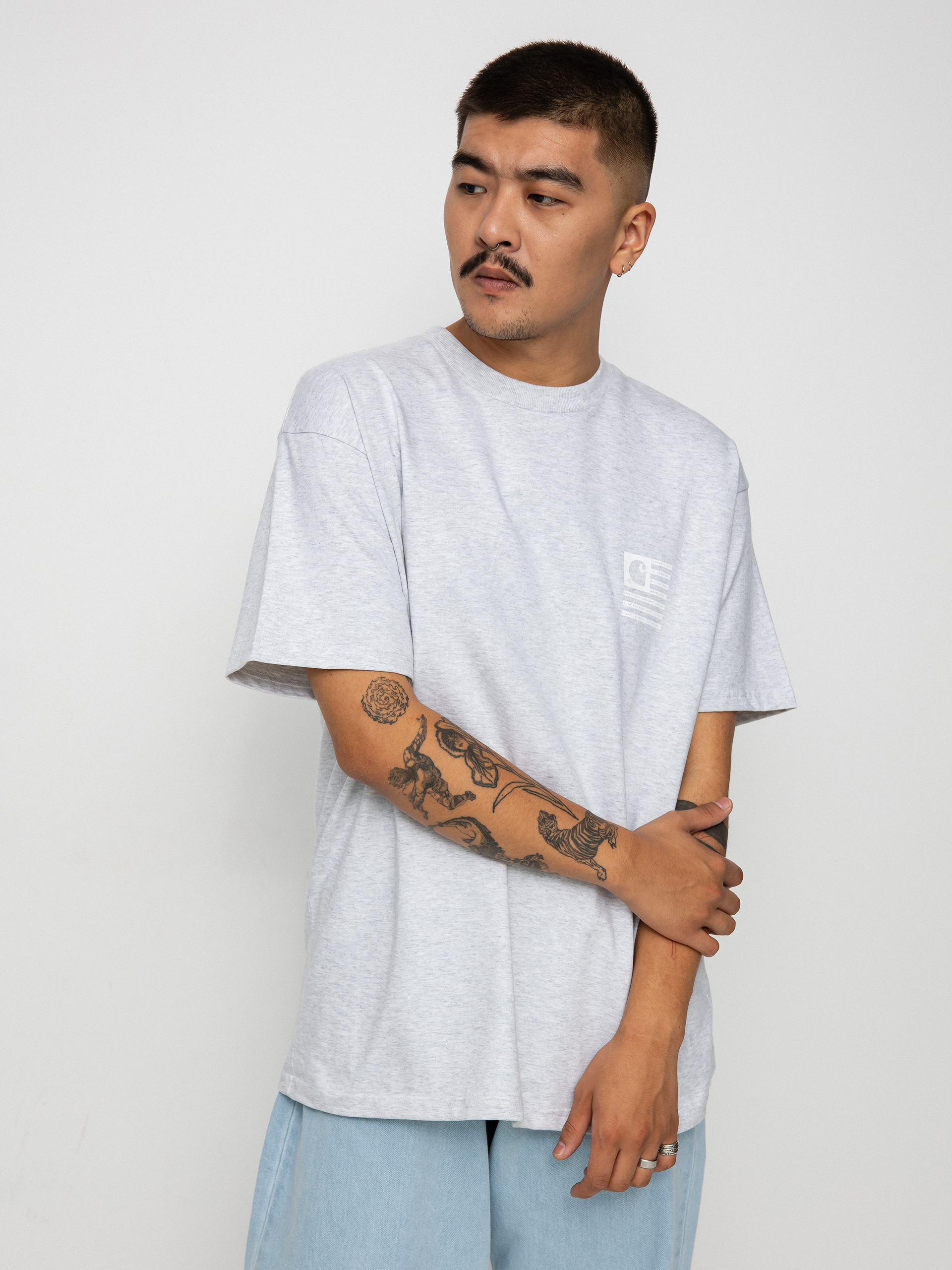 T-shirt Carhartt WIP Label State Flag (ash heather/white)