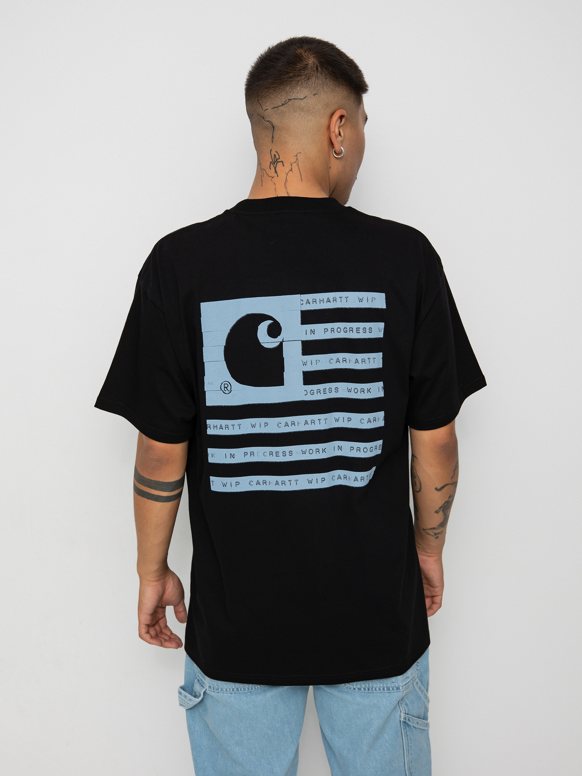 T-shirt Carhartt WIP Label State Flag (black/misty sky)