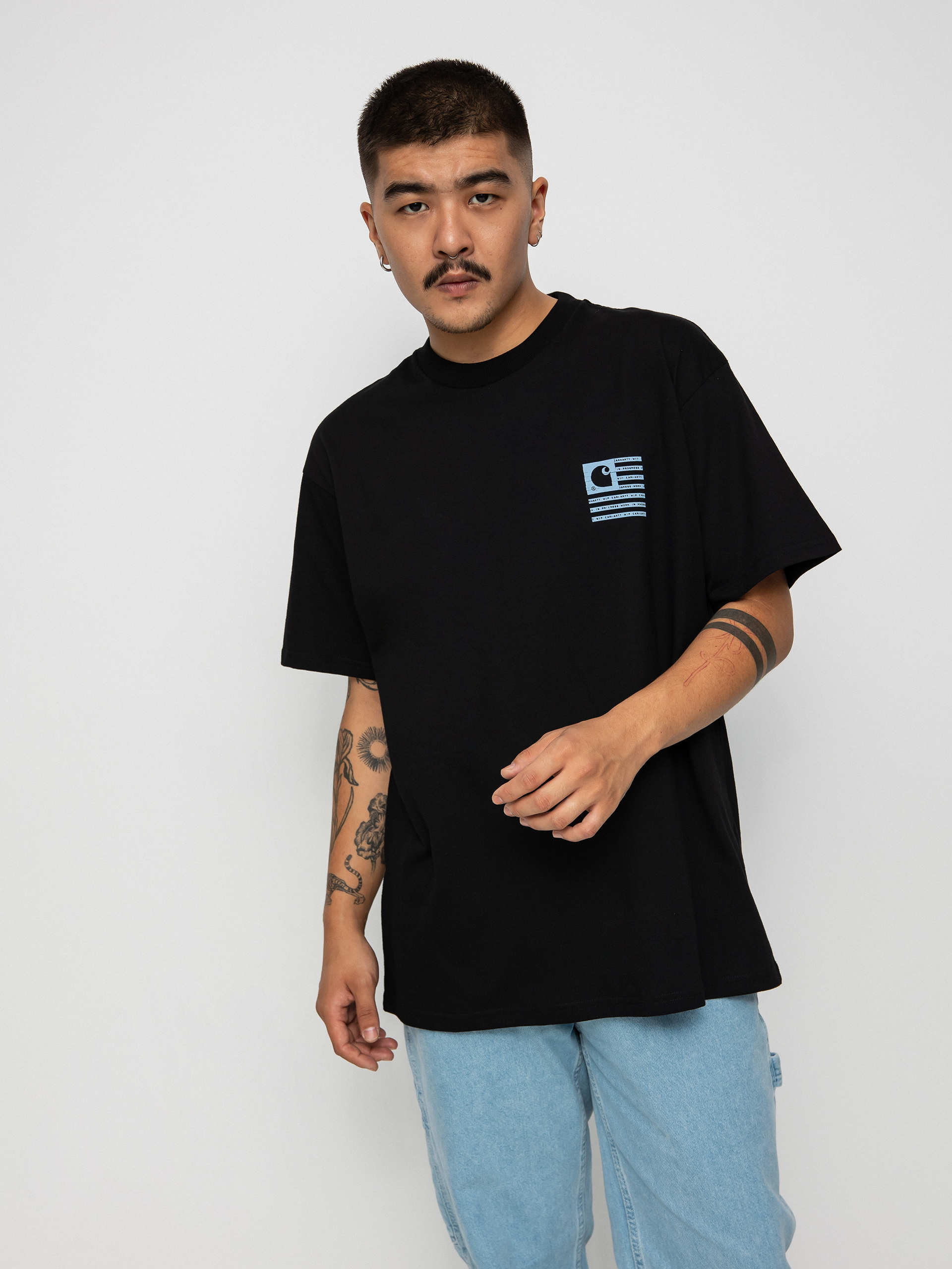 T-shirt Carhartt WIP Label State Flag (black/misty sky)
