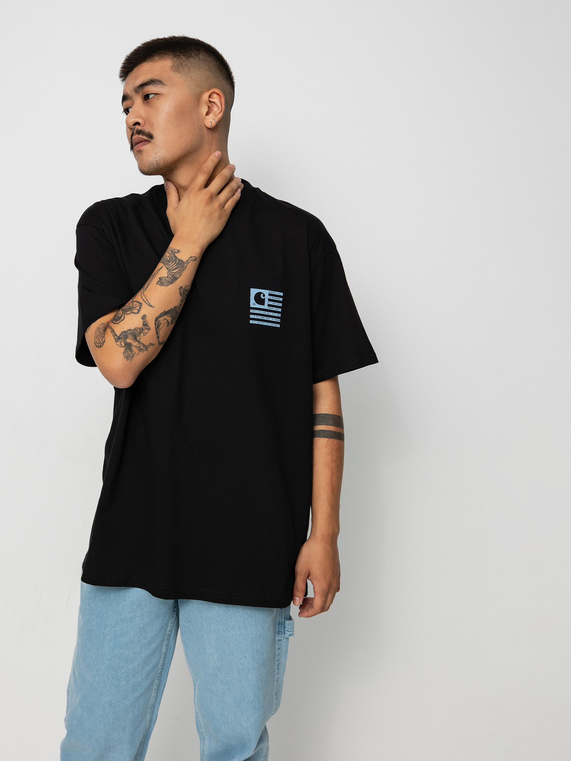 T-shirt Carhartt WIP Label State Flag (black/misty sky)