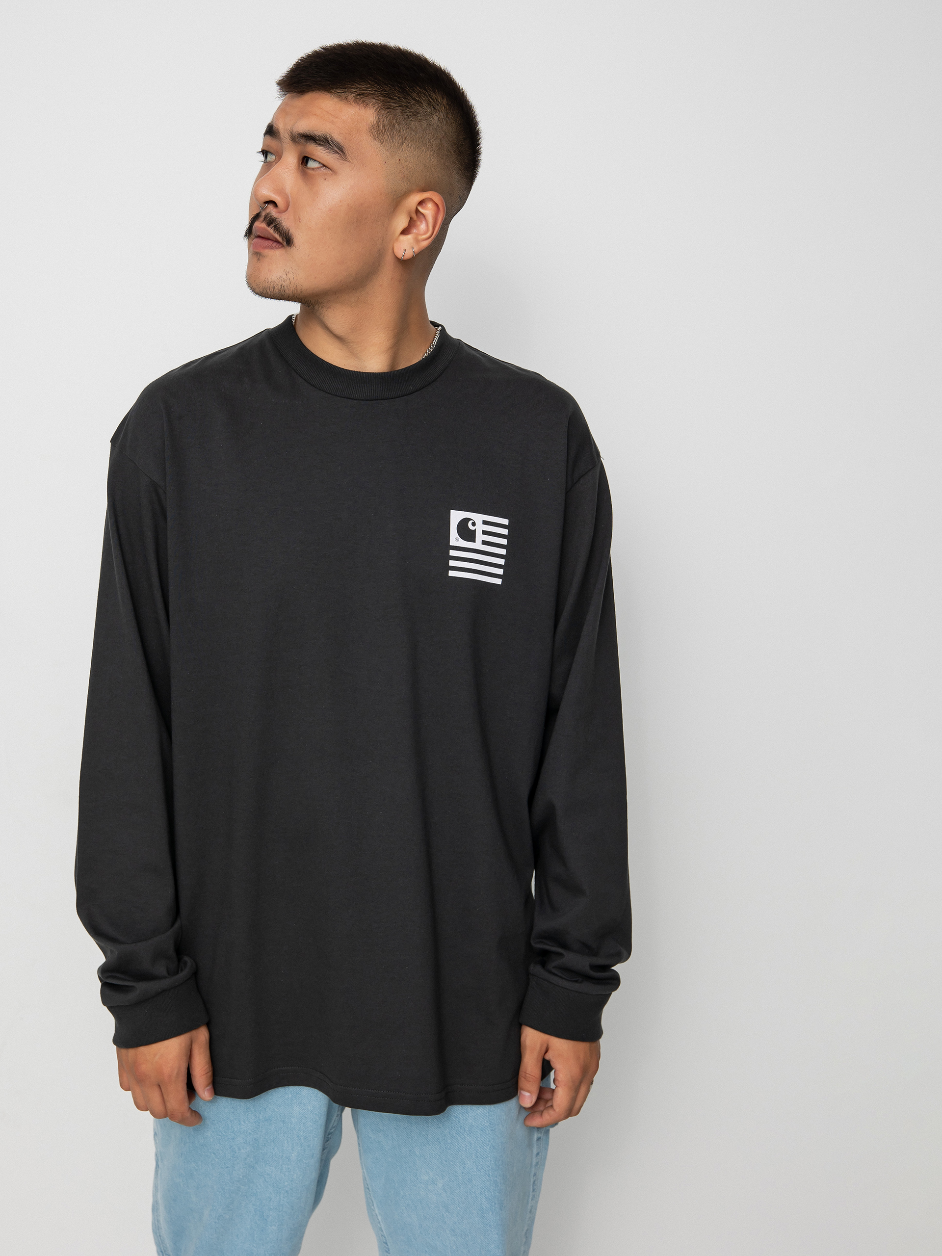 Longsleeve Carhartt WIP Book State (vulcan/white)