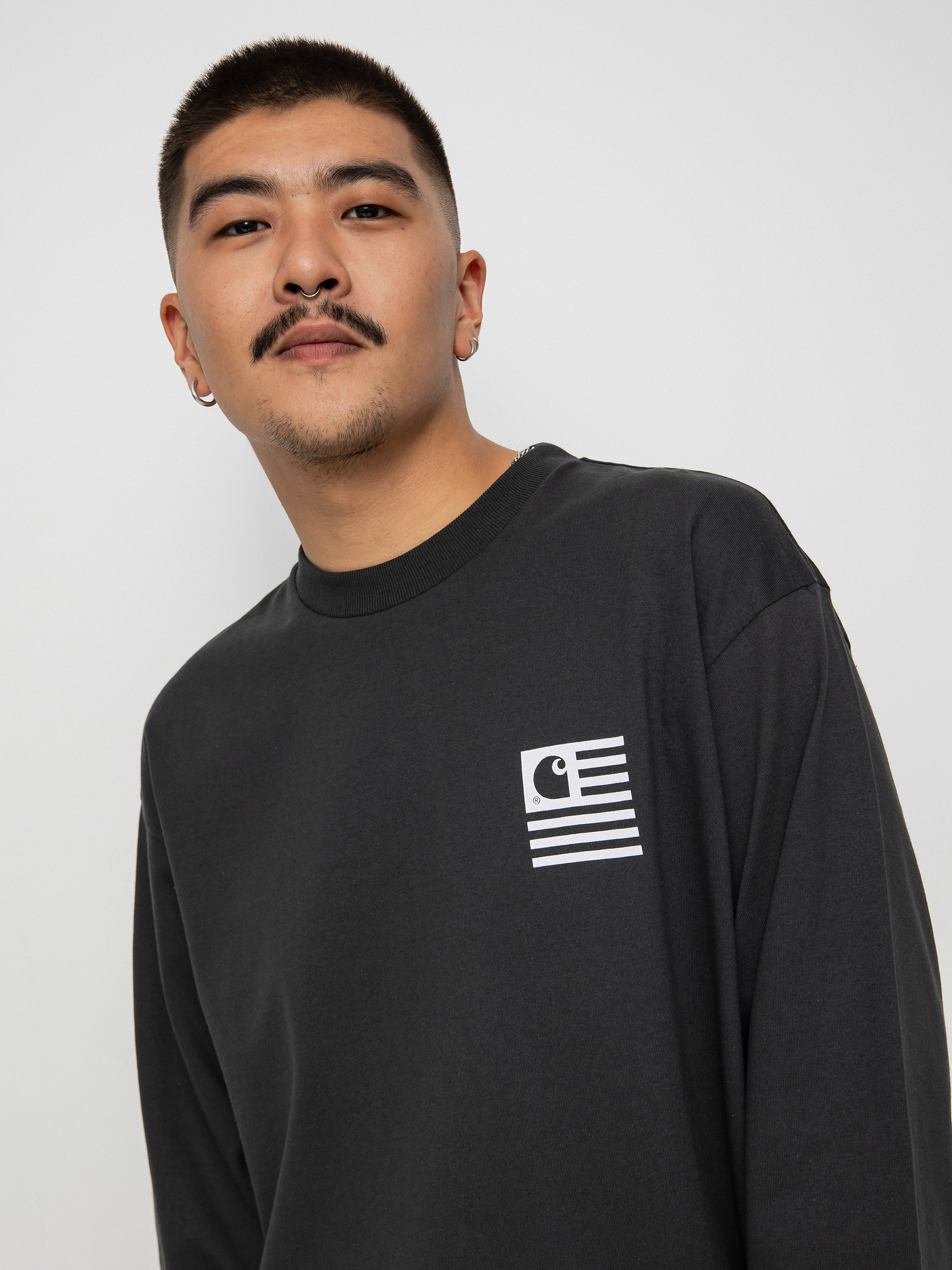 Longsleeve Carhartt WIP Book State (vulcan/white)