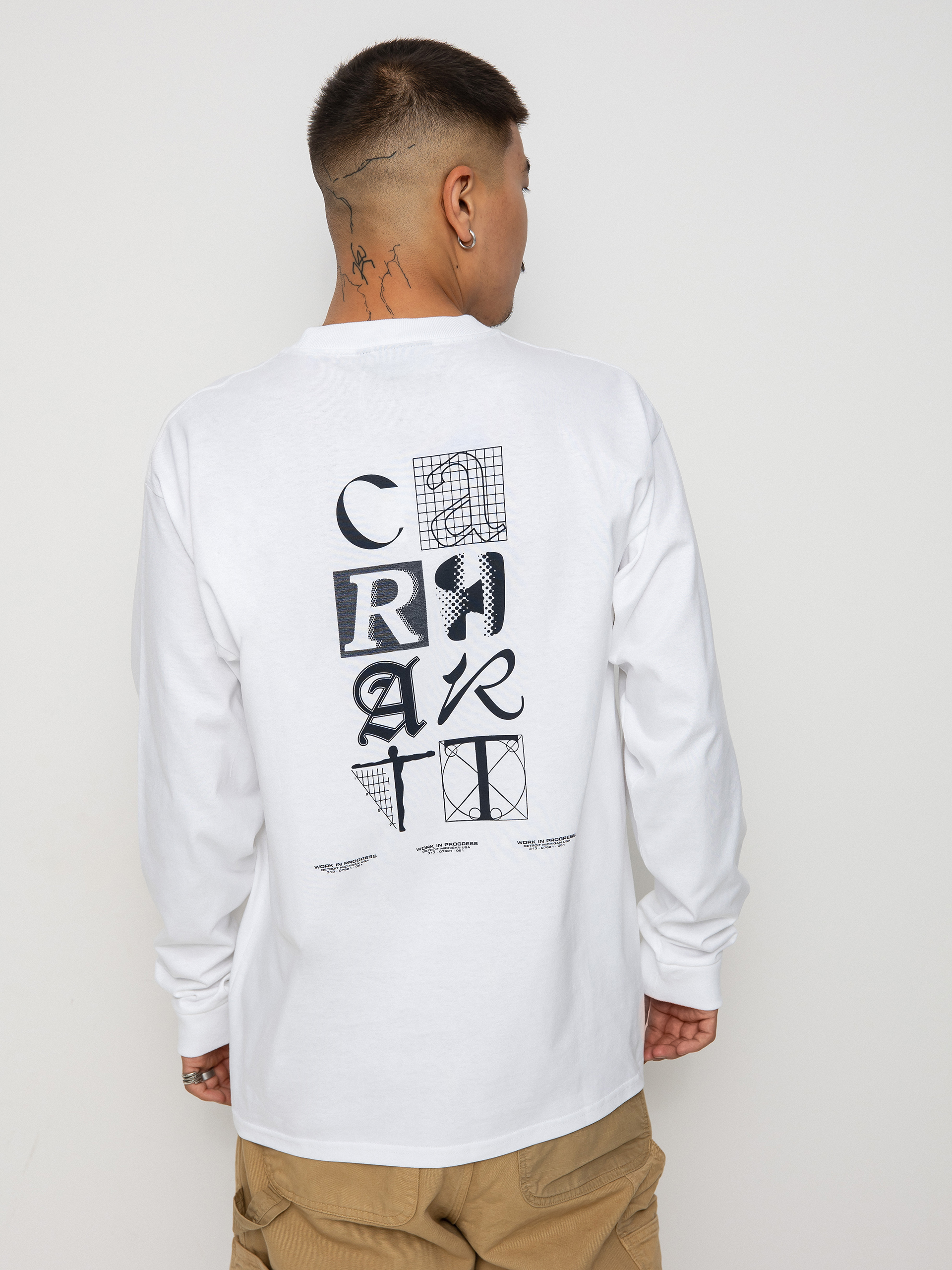 Longsleeve Carhartt WIP Ratios (white/dark navy)