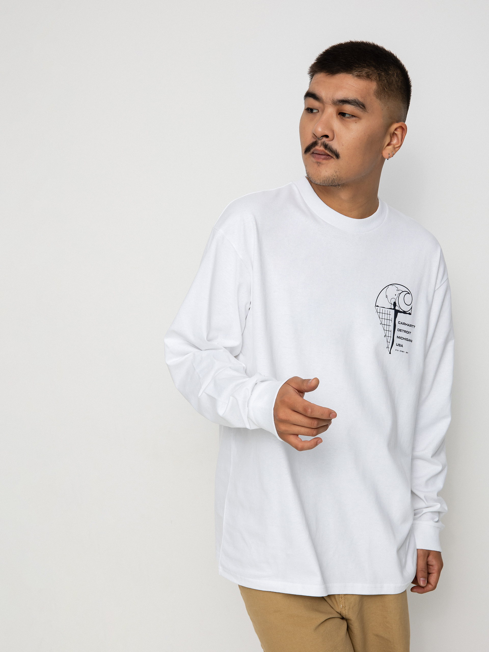 Longsleeve Carhartt WIP Ratios (white/dark navy)