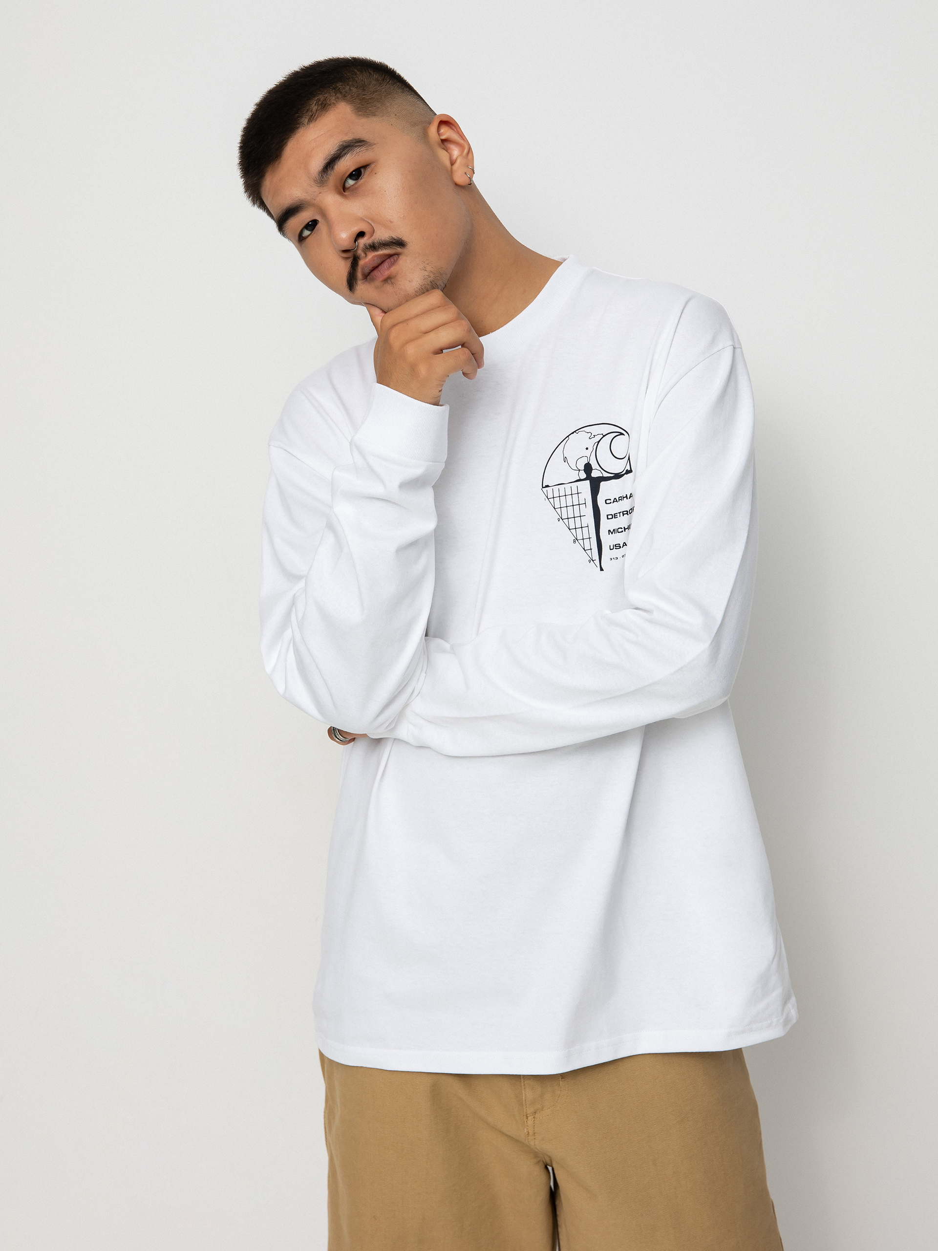 Longsleeve Carhartt WIP Ratios (white/dark navy)