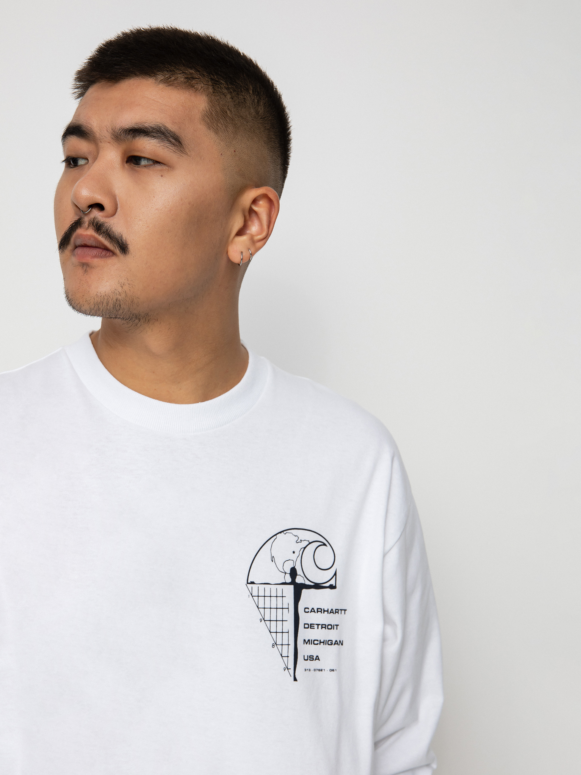 Longsleeve Carhartt WIP Ratios (white/dark navy)