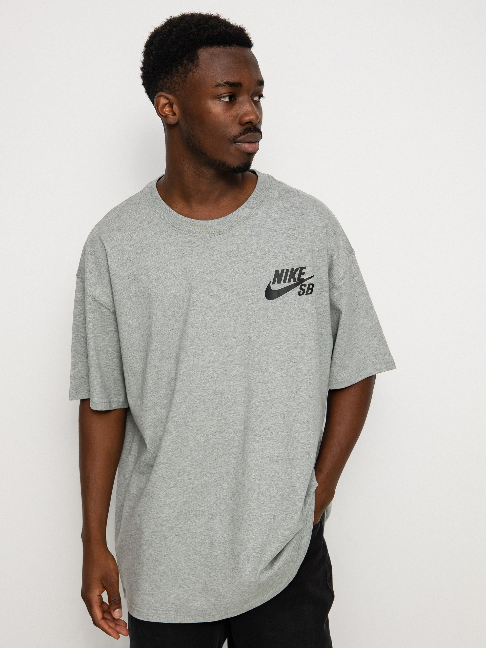 T-shirt Nike SB Logo (dk grey heather/black)