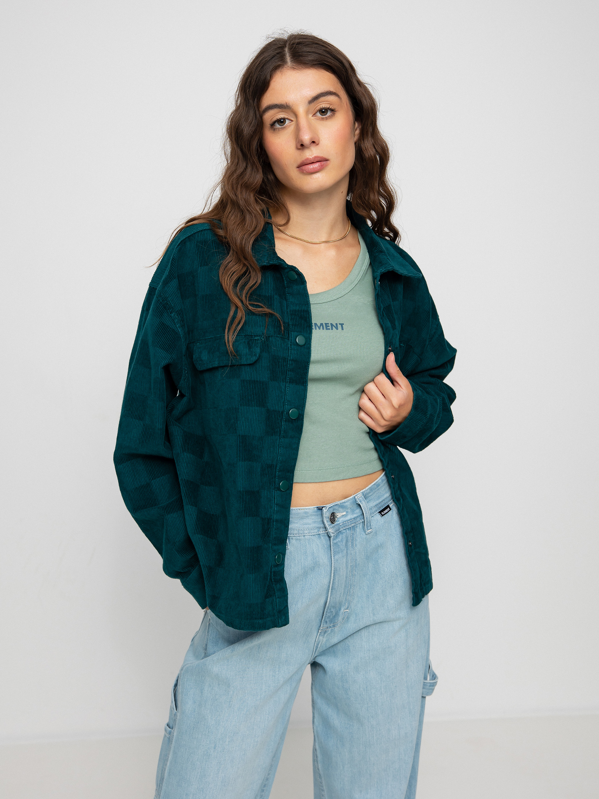 Koszula Vans Check It Out Shacket Wmn (checkerboard cord deep teal)