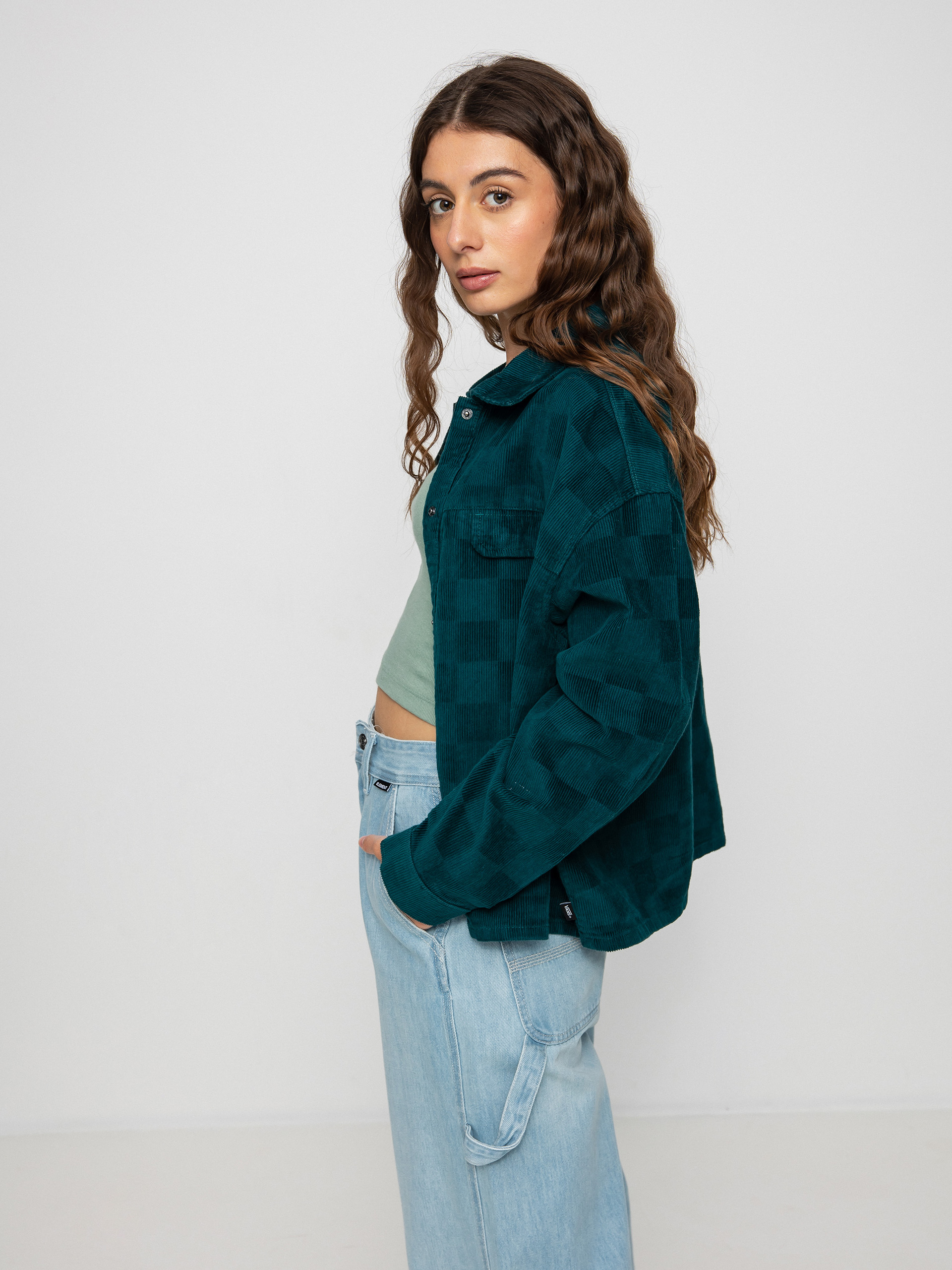 Koszula Vans Check It Out Shacket Wmn (checkerboard cord deep teal)