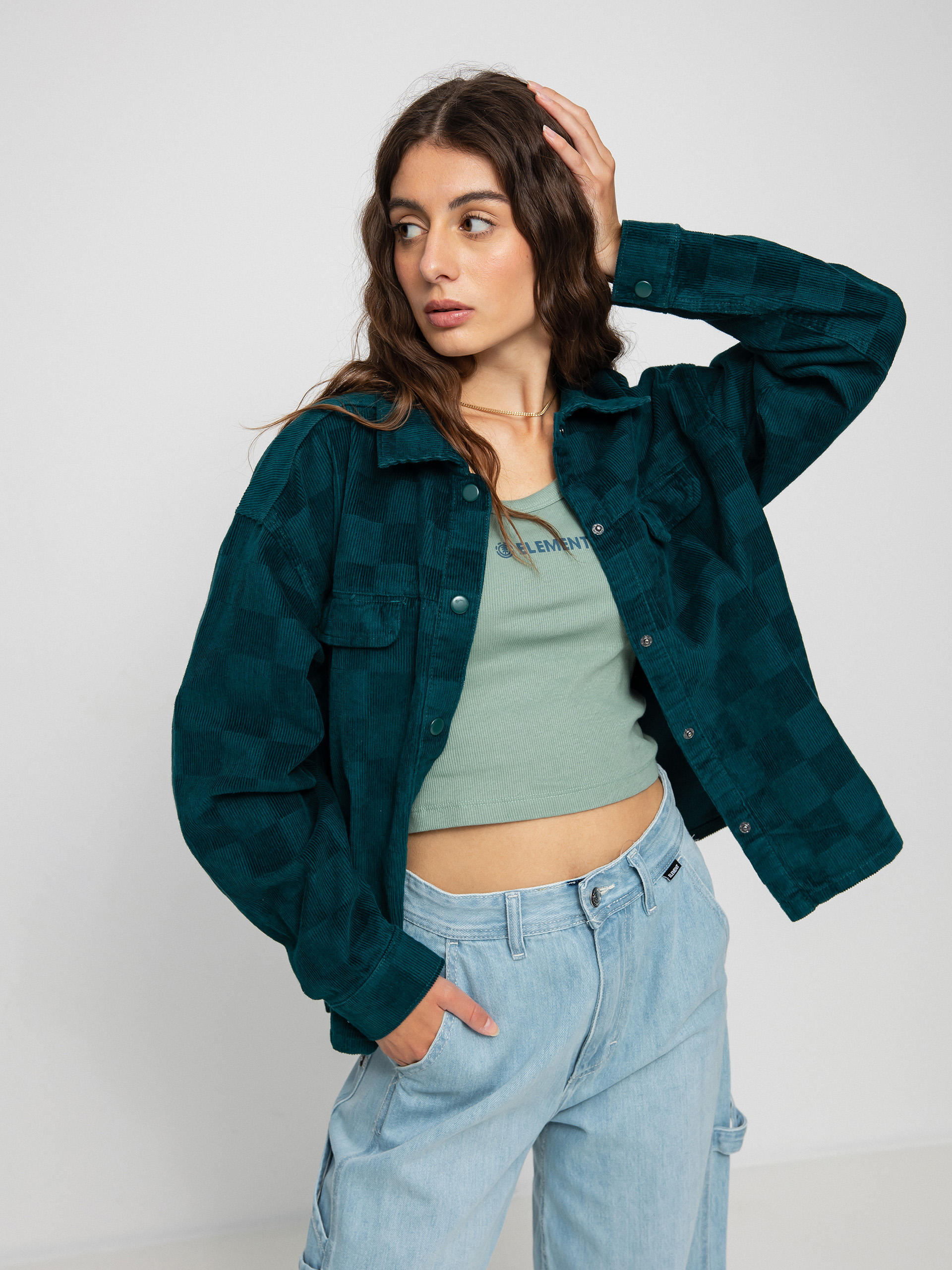 Koszula Vans Check It Out Shacket Wmn (checkerboard cord deep teal)