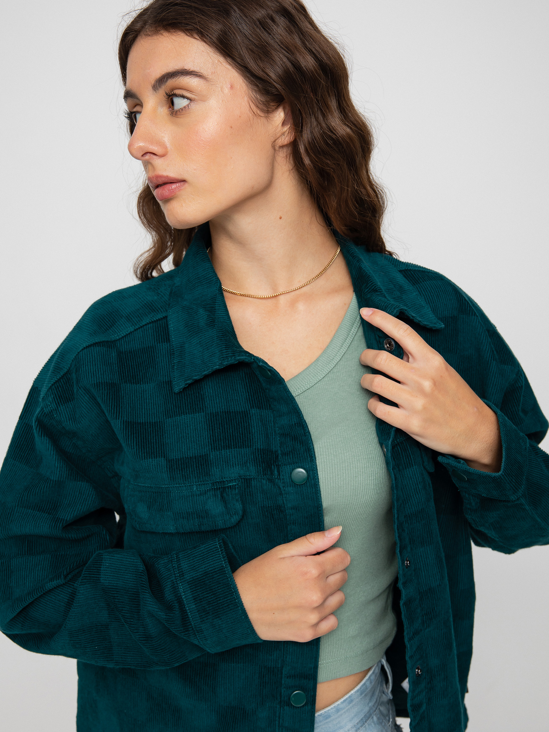Koszula Vans Check It Out Shacket Wmn (checkerboard cord deep teal)