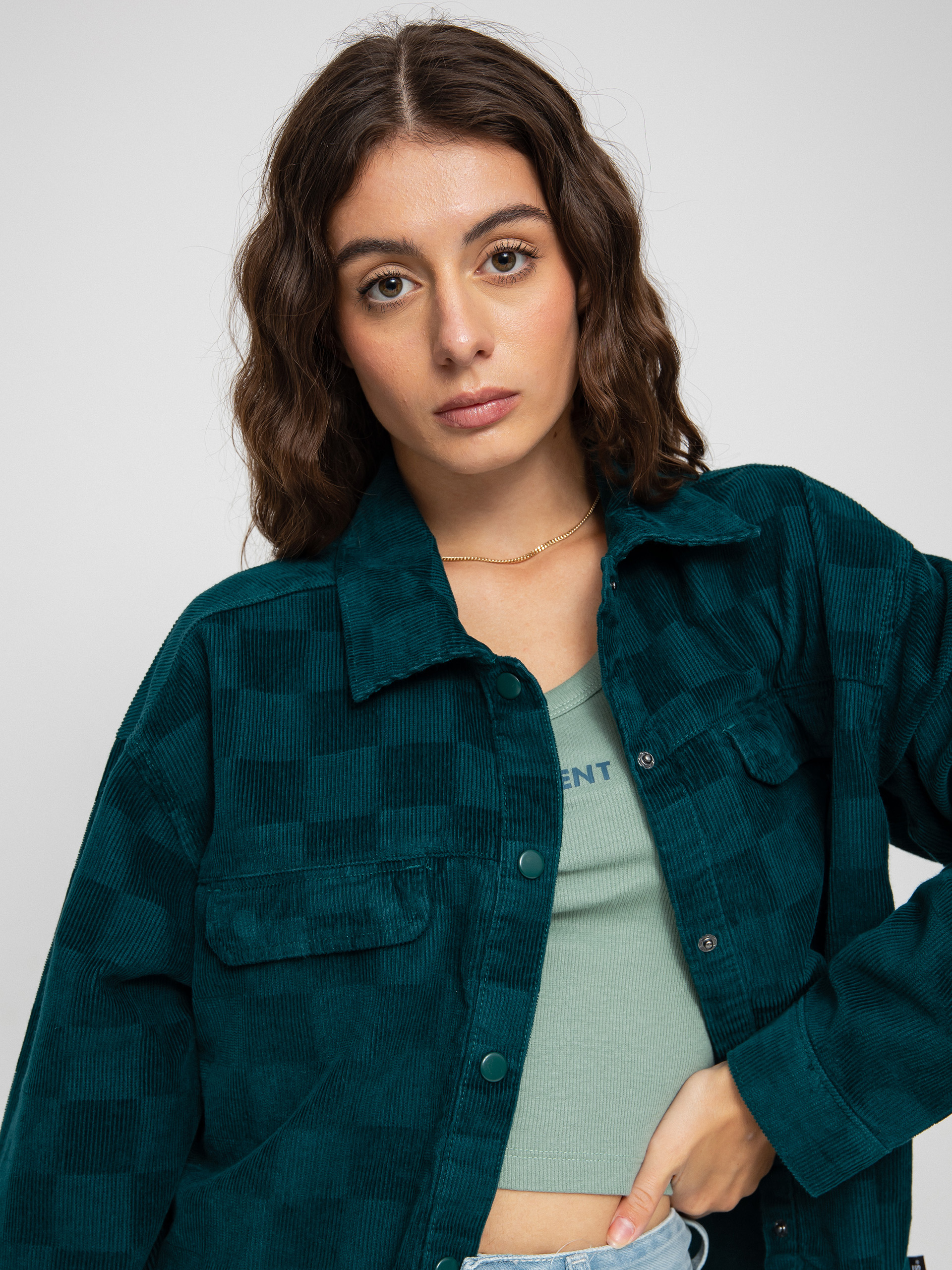 Koszula Vans Check It Out Shacket Wmn (checkerboard cord deep teal)