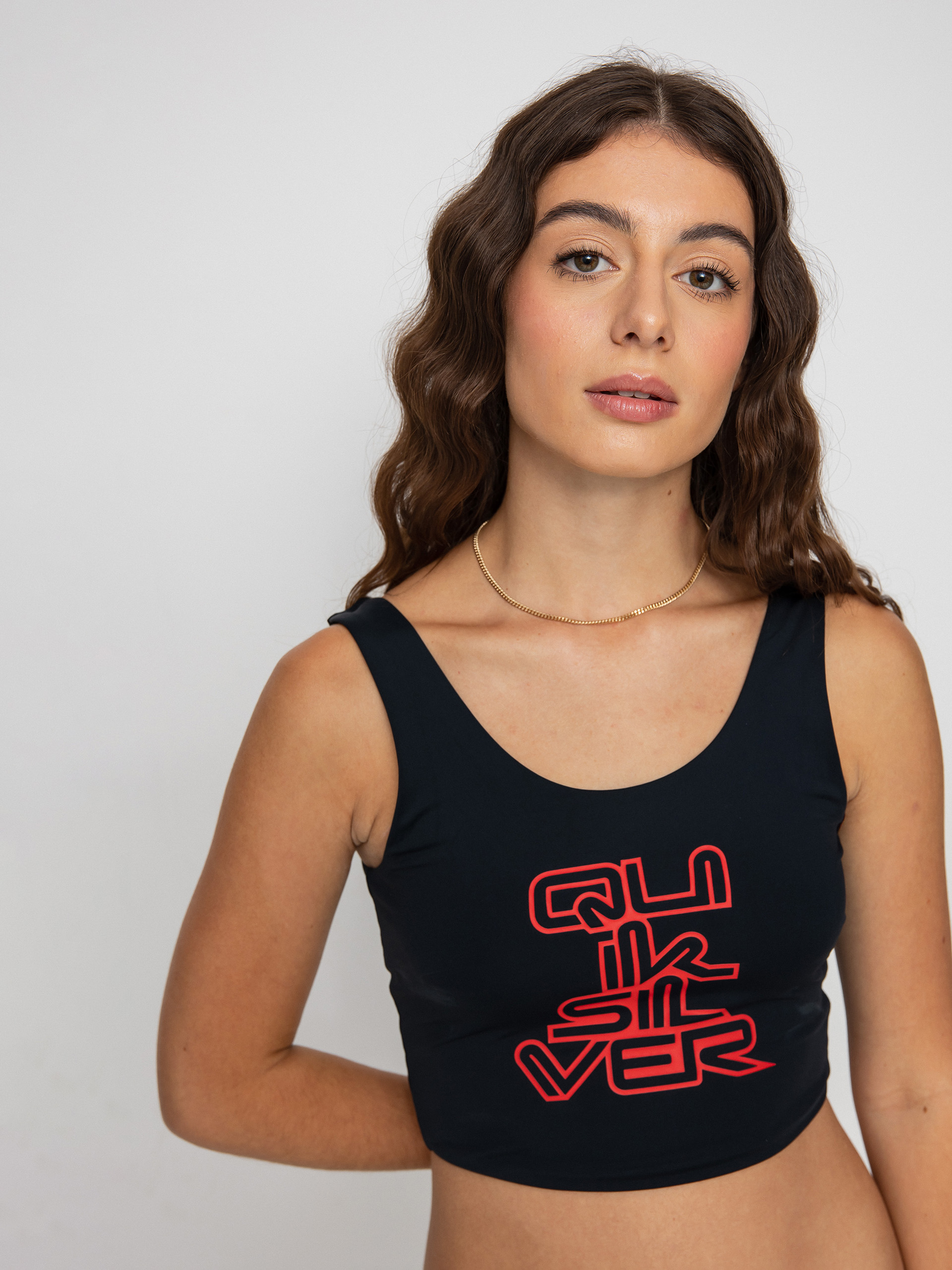Góra od bikini Quiksilver X Stranger Things Upside Down Scoop Singlet Wmn (black)