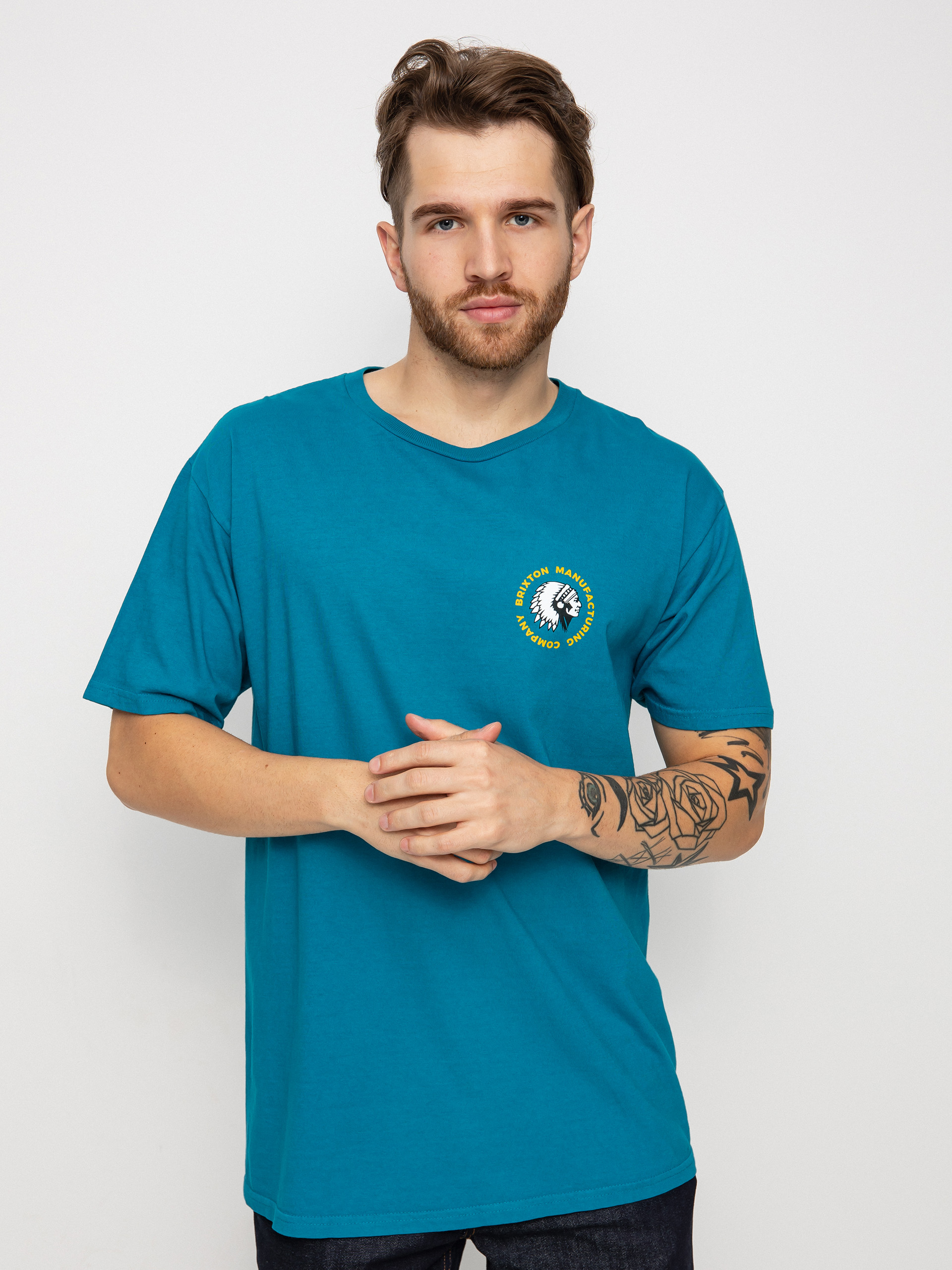 T-shirt Brixton Rival Stamp (teal garment dye)