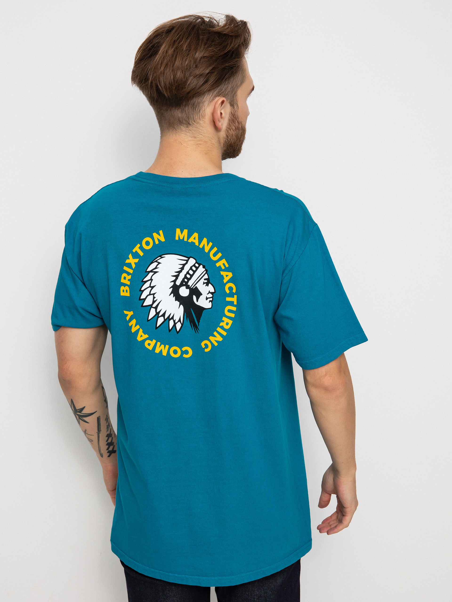 T-shirt Brixton Rival Stamp (teal garment dye)