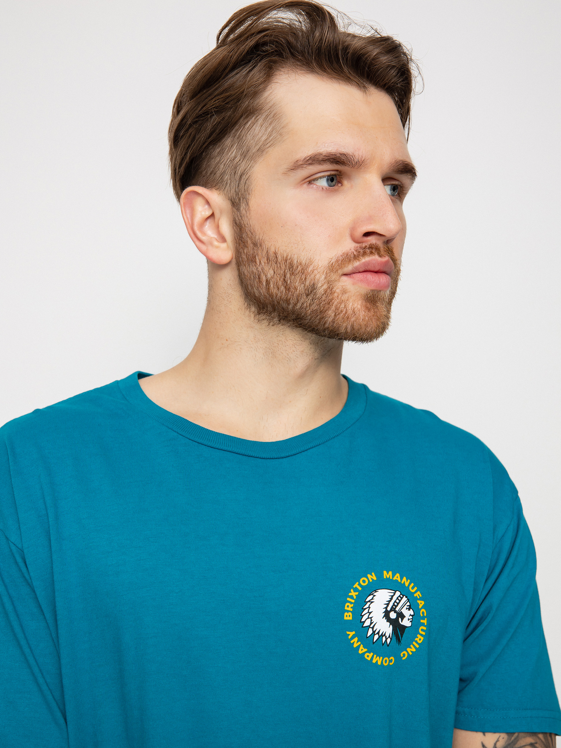 T-shirt Brixton Rival Stamp (teal garment dye)