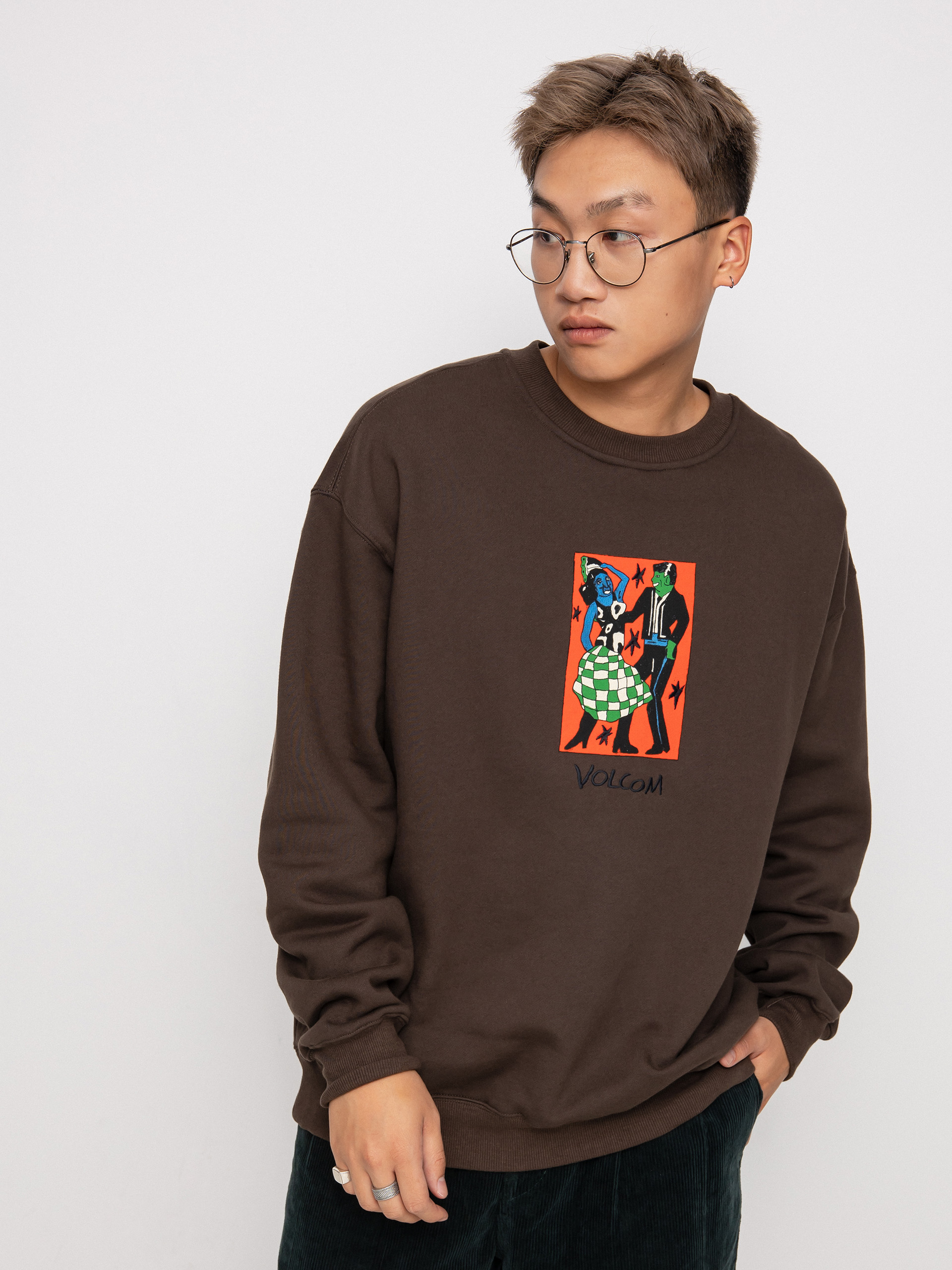 Bluza Volcom Fa Bob Mollema Crew (dark brown)