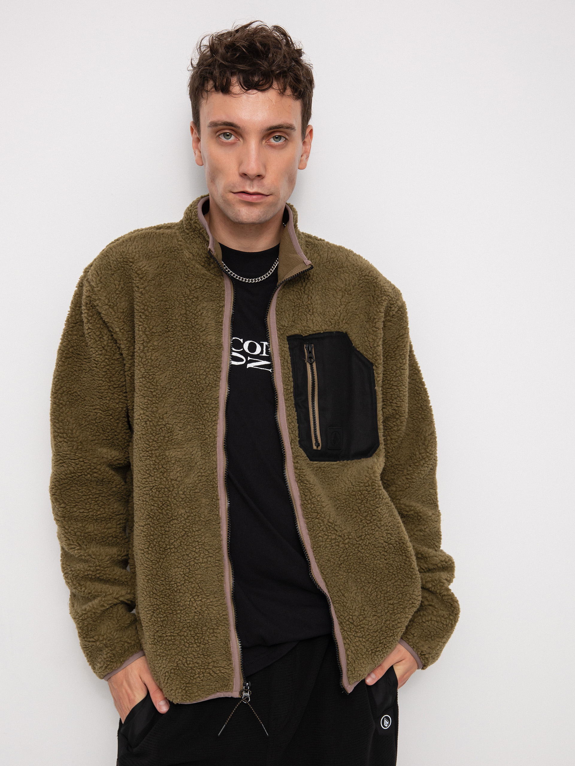 Męski Polar Volcom Muzzer Fuzzar Zip (service green)