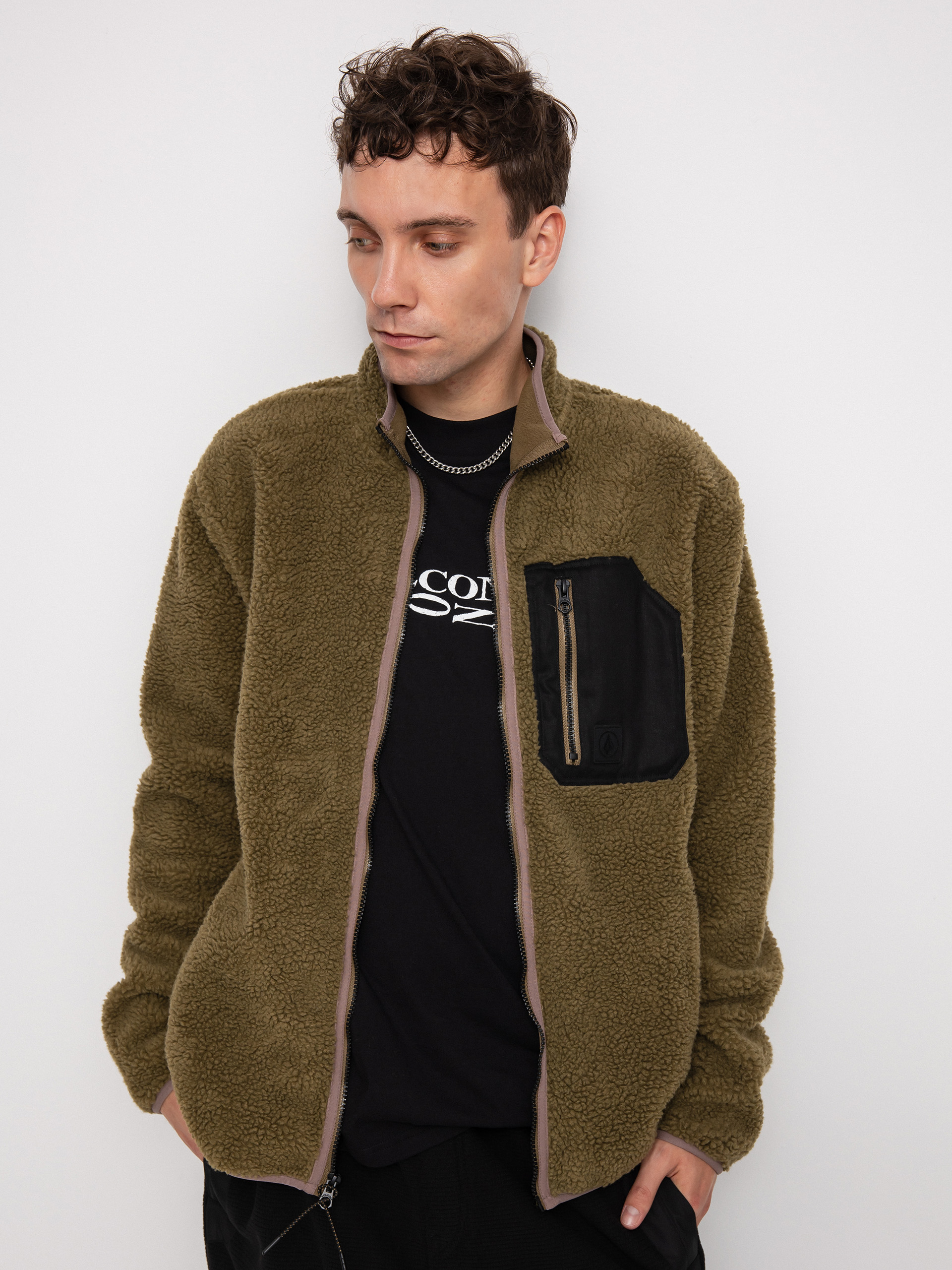 Męski Polar Volcom Muzzer Fuzzar Zip (service green)