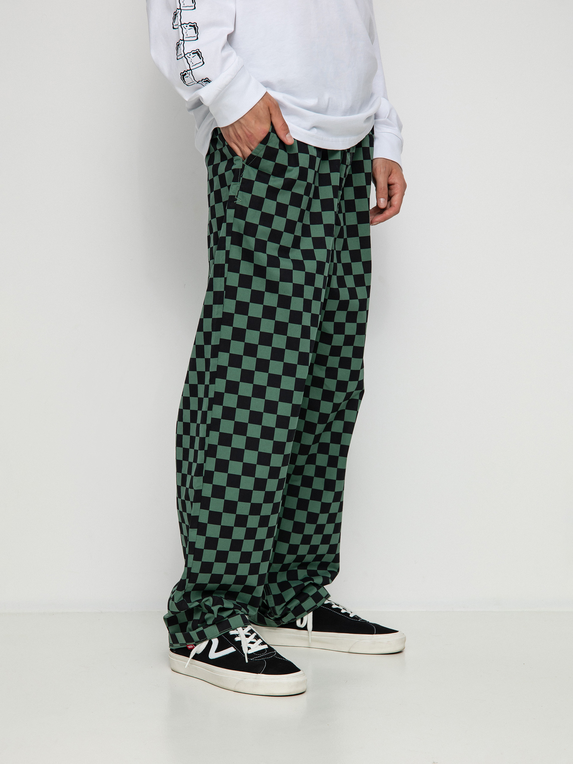 Spodnie Vans Range Baggy Tapered Elastic Waist (duck green/black)