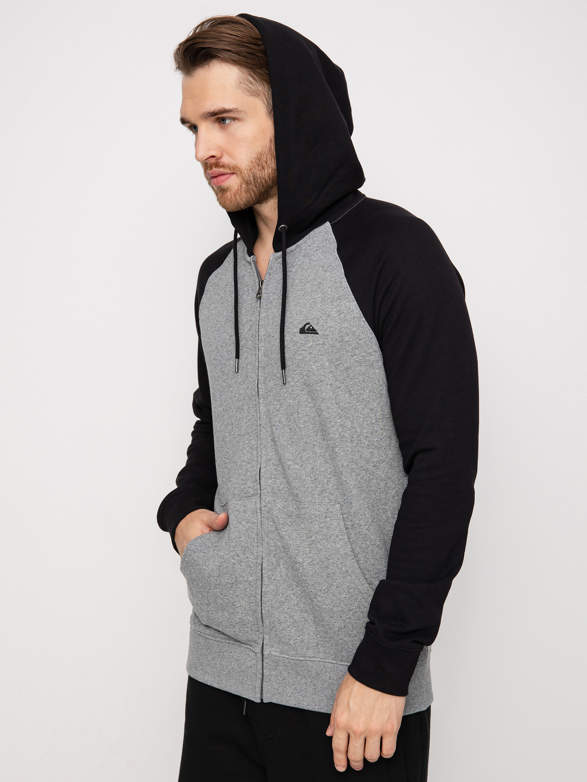 Bluza z kapturem Quiksilver Essentials Raglan ZHD (light grey h/black)