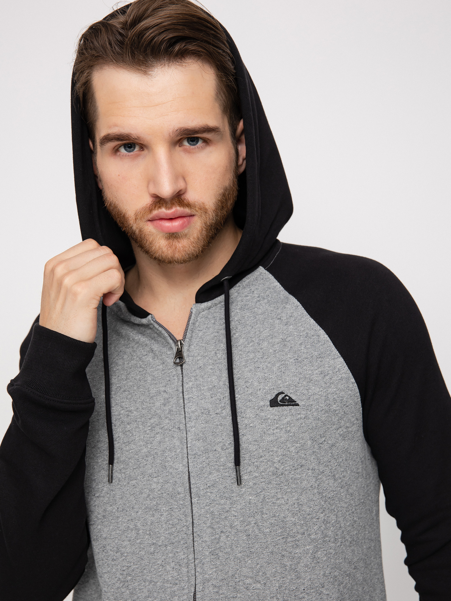 Bluza z kapturem Quiksilver Essentials Raglan ZHD (light grey h/black)