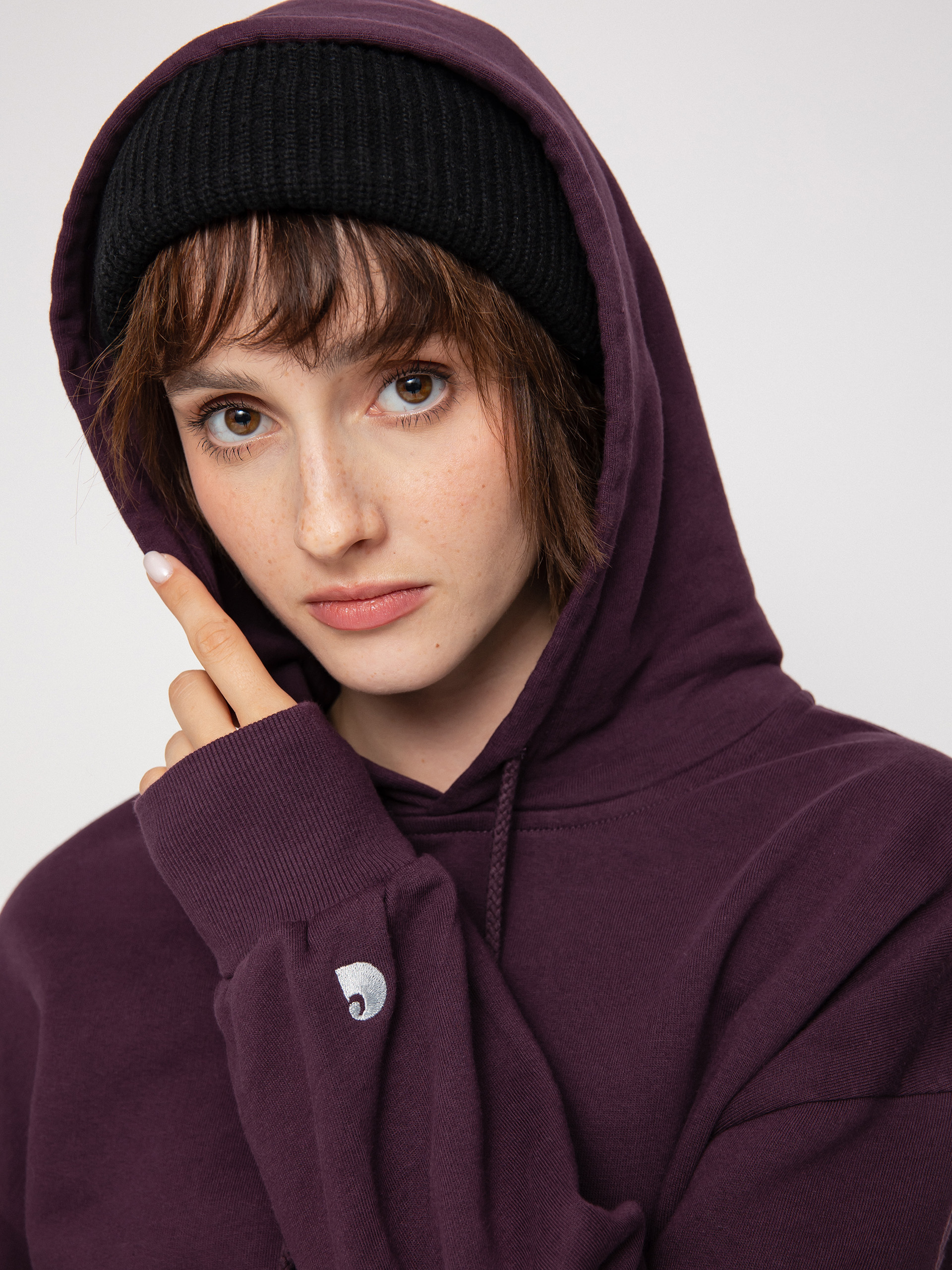 Bluza z kapturem Carhartt WIP Casey HD Wmn (dark plum/silver)