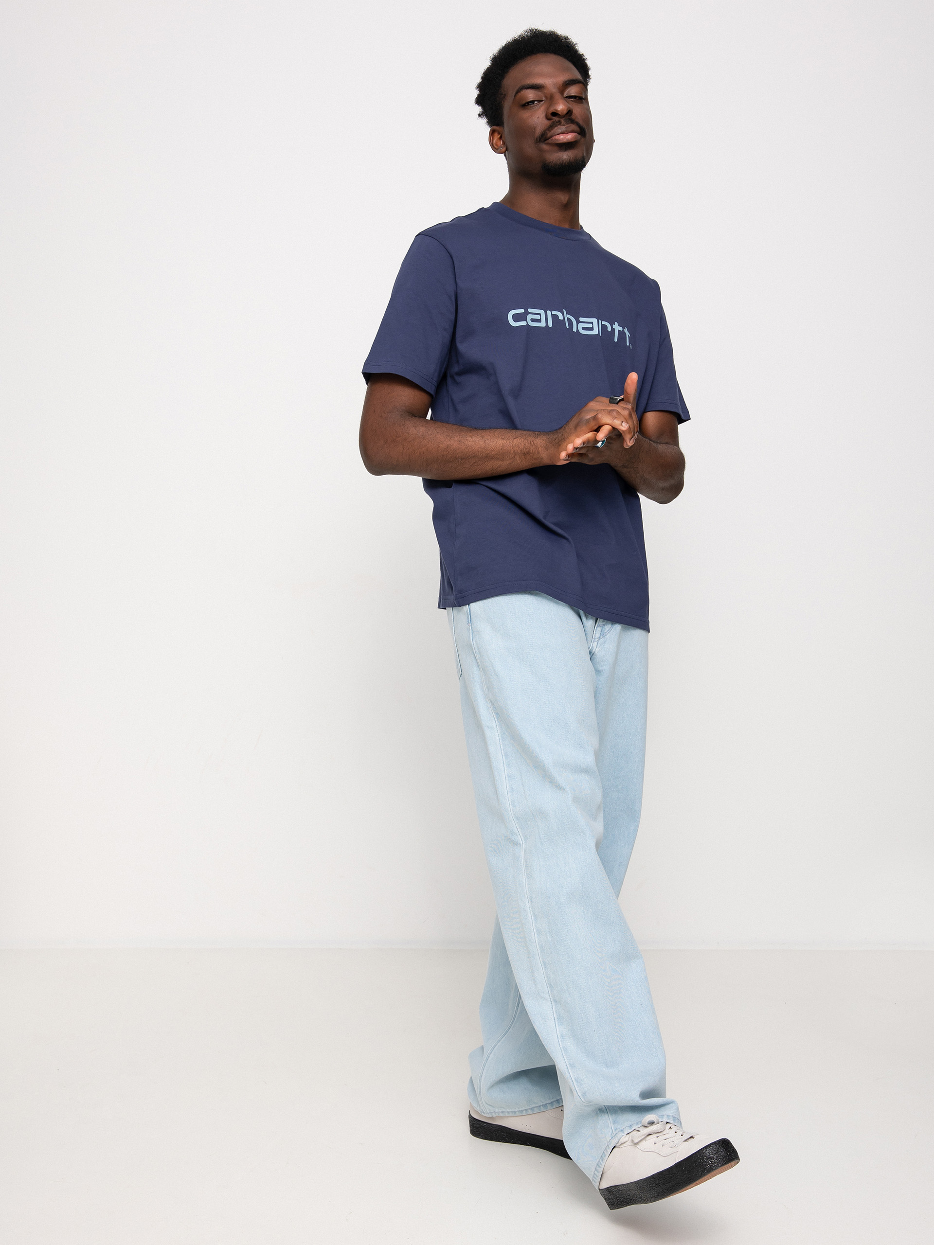 T-shirt Carhartt WIP Script (enzian/misty sky)