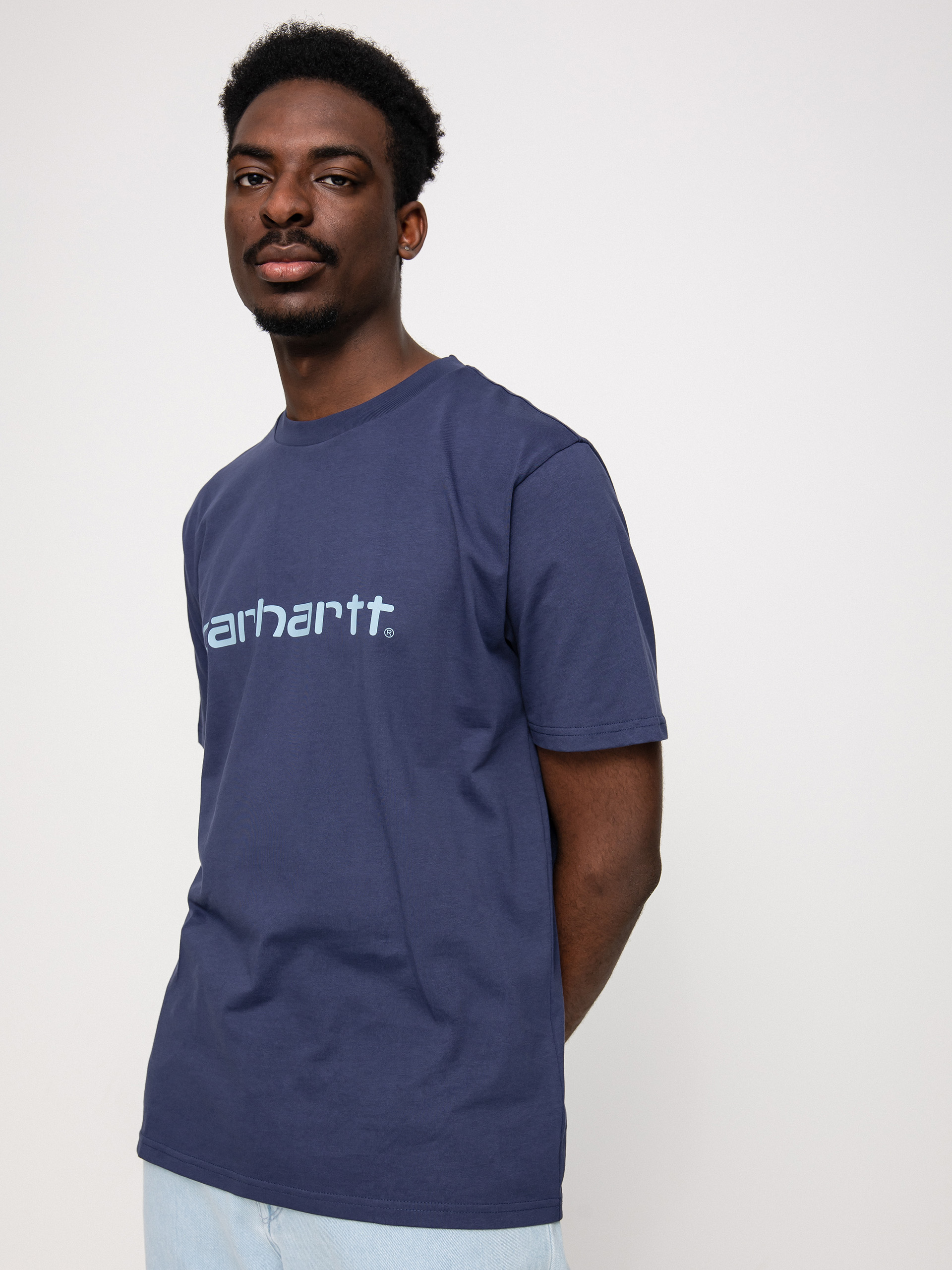 T-shirt Carhartt WIP Script (enzian/misty sky)