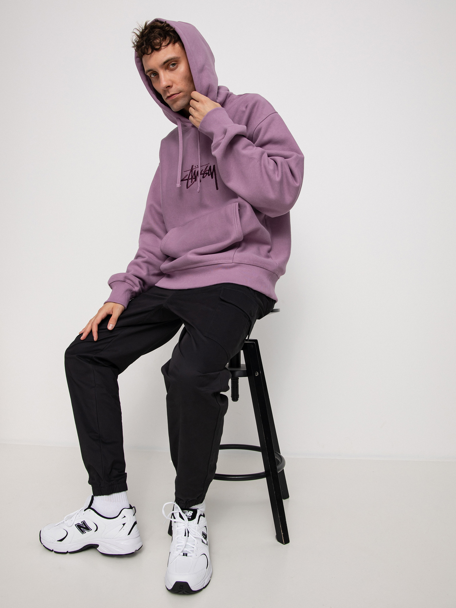 Bluza z kapturem Stussy Stock Logo App. HD (orchid)