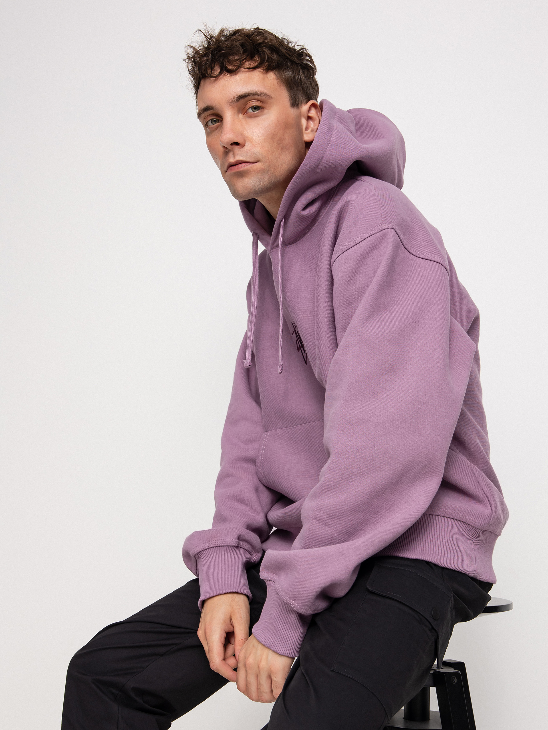 Bluza z kapturem Stussy Stock Logo App. HD (orchid)