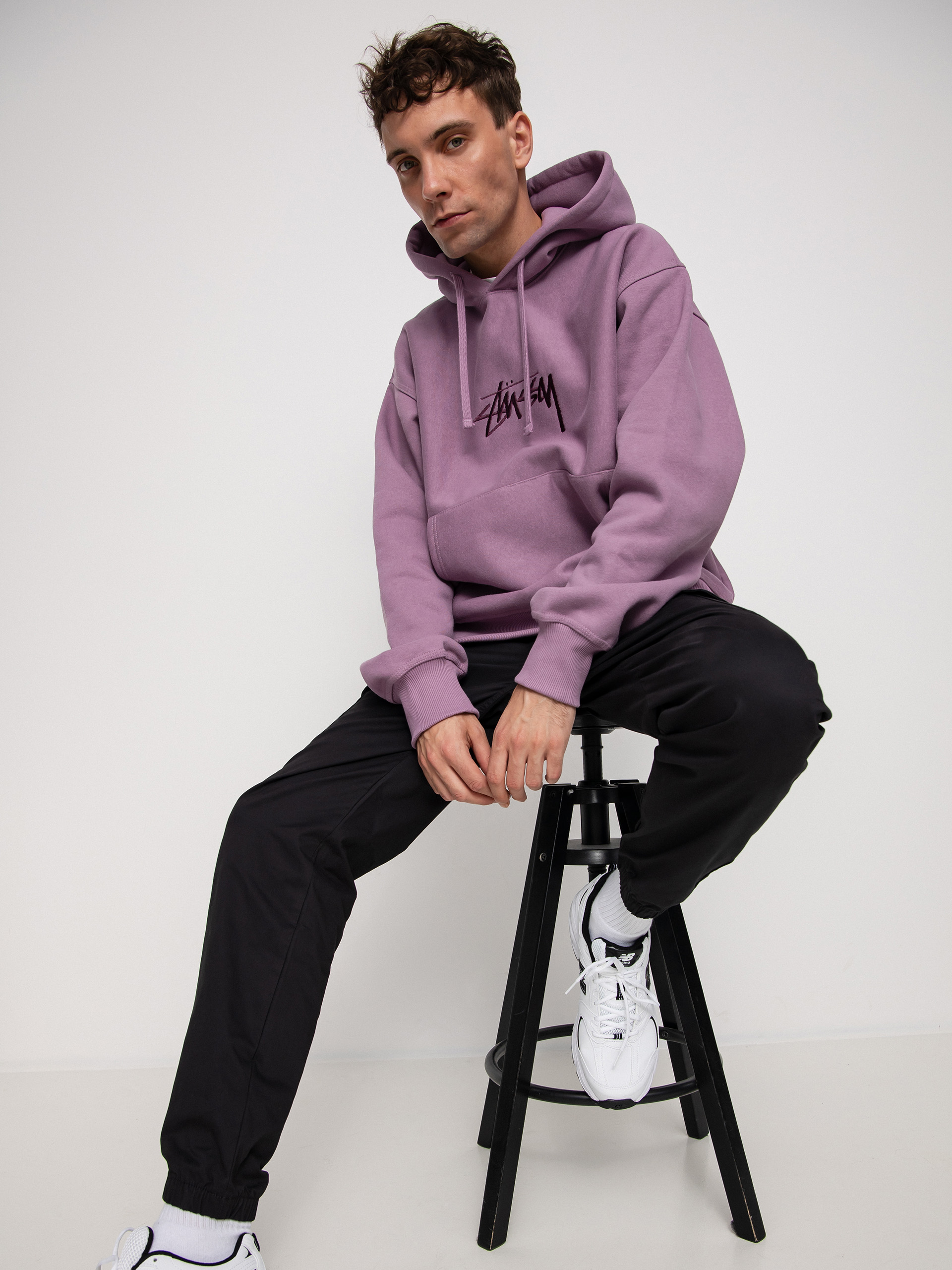 Bluza z kapturem Stussy Stock Logo App. HD (orchid)