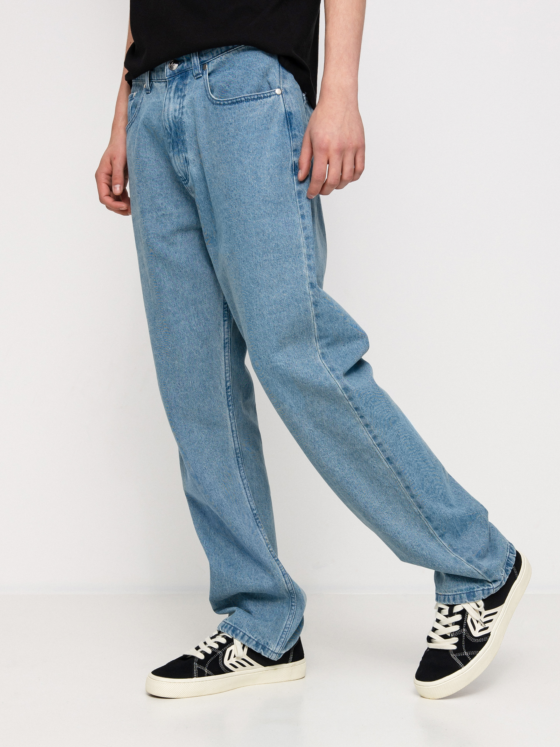 ★SUPERSUB★ Cat Washing String Wide Denim Pants Light Blue Spodnie eS Baggy Denim - niebieski (light blue)