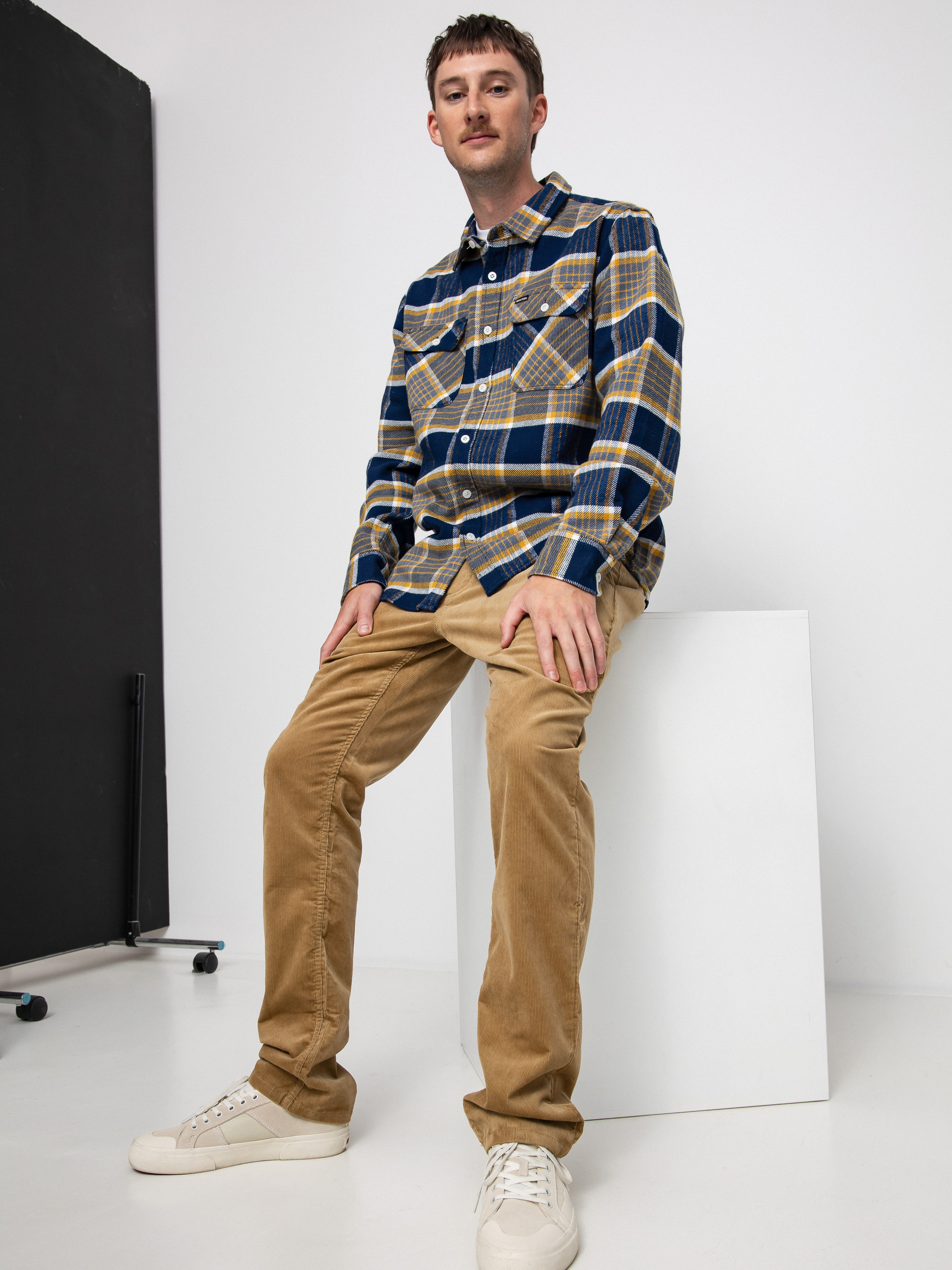 Koszula Brixton Bowery Flannel Ls (moonlit ocean/bright gold/off)