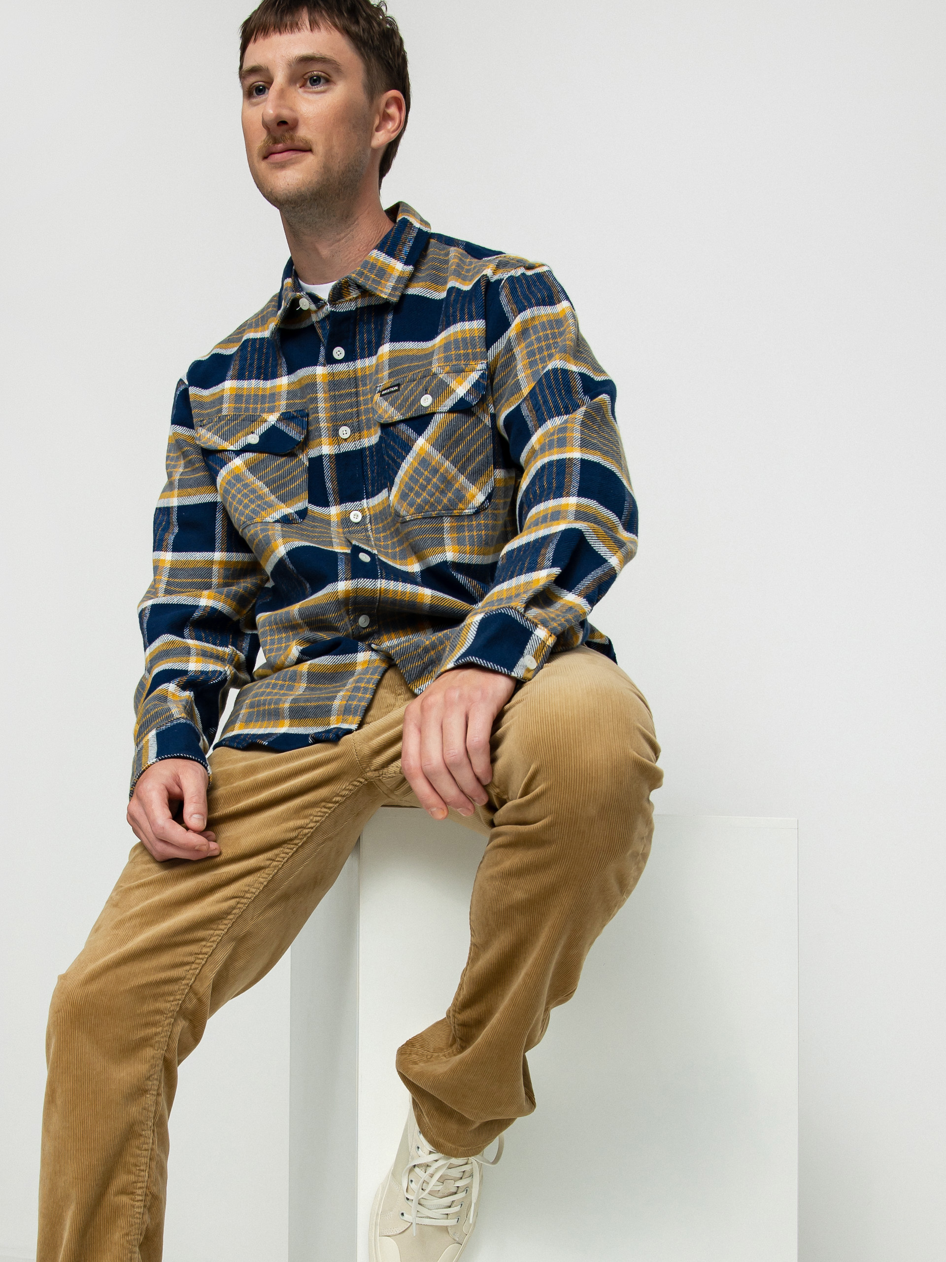 Koszula Brixton Bowery Flannel Ls (moonlit ocean/bright gold/off)