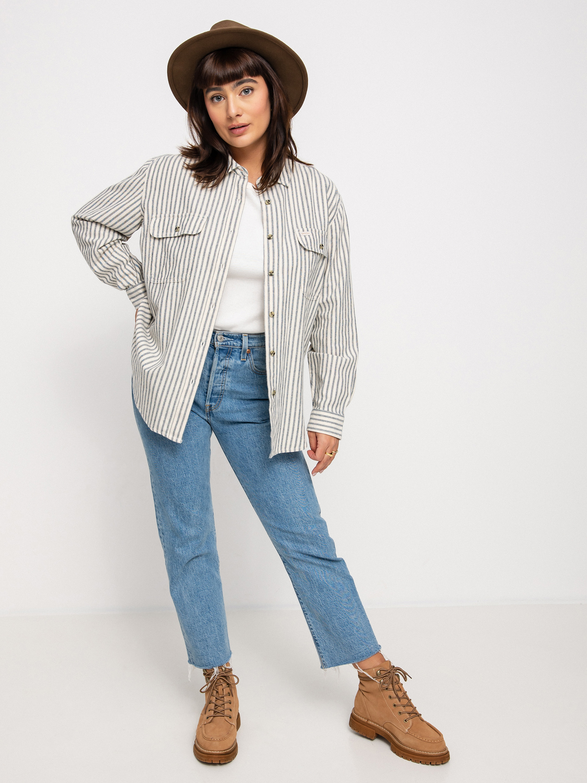Koszula Brixton Bowery Bf Ls Wmn (dove stripe)