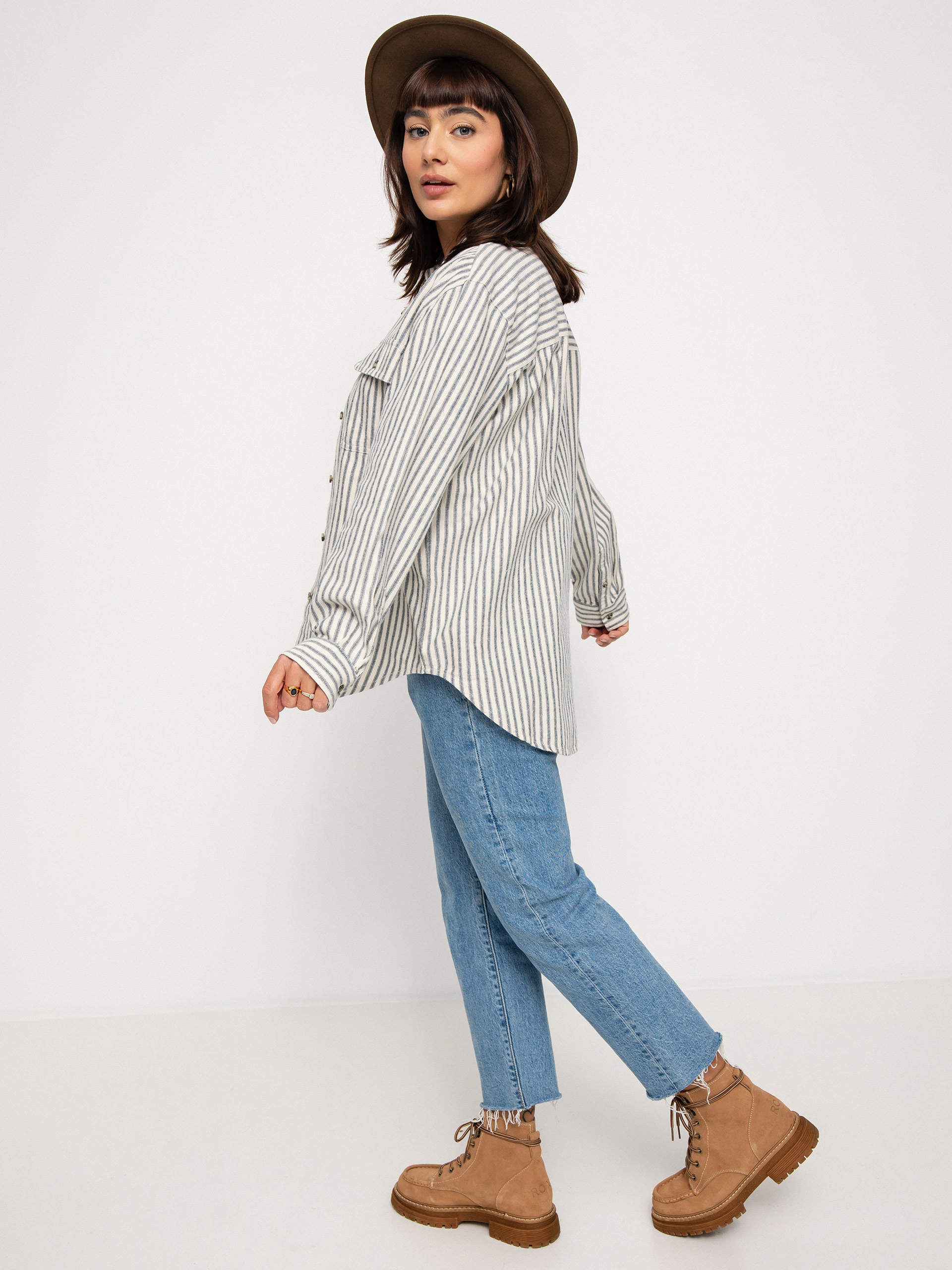 Koszula Brixton Bowery Bf Ls Wmn (dove stripe)