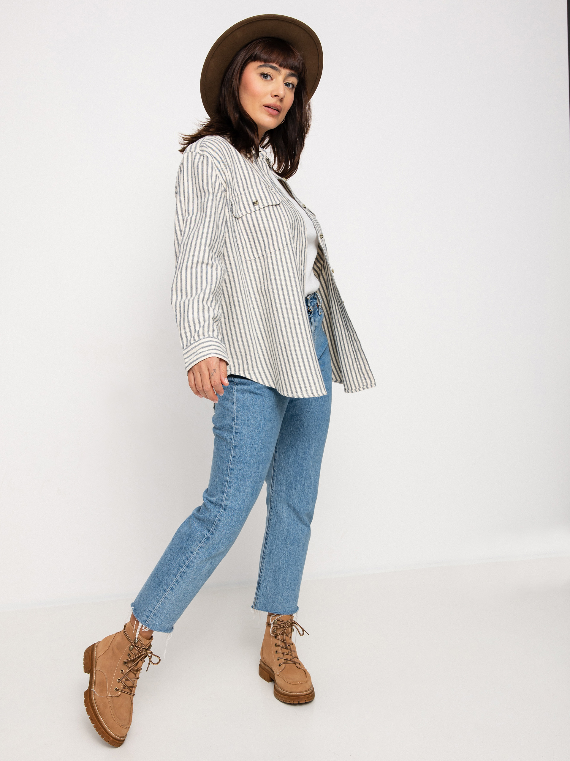 Koszula Brixton Bowery Bf Ls Wmn (dove stripe)