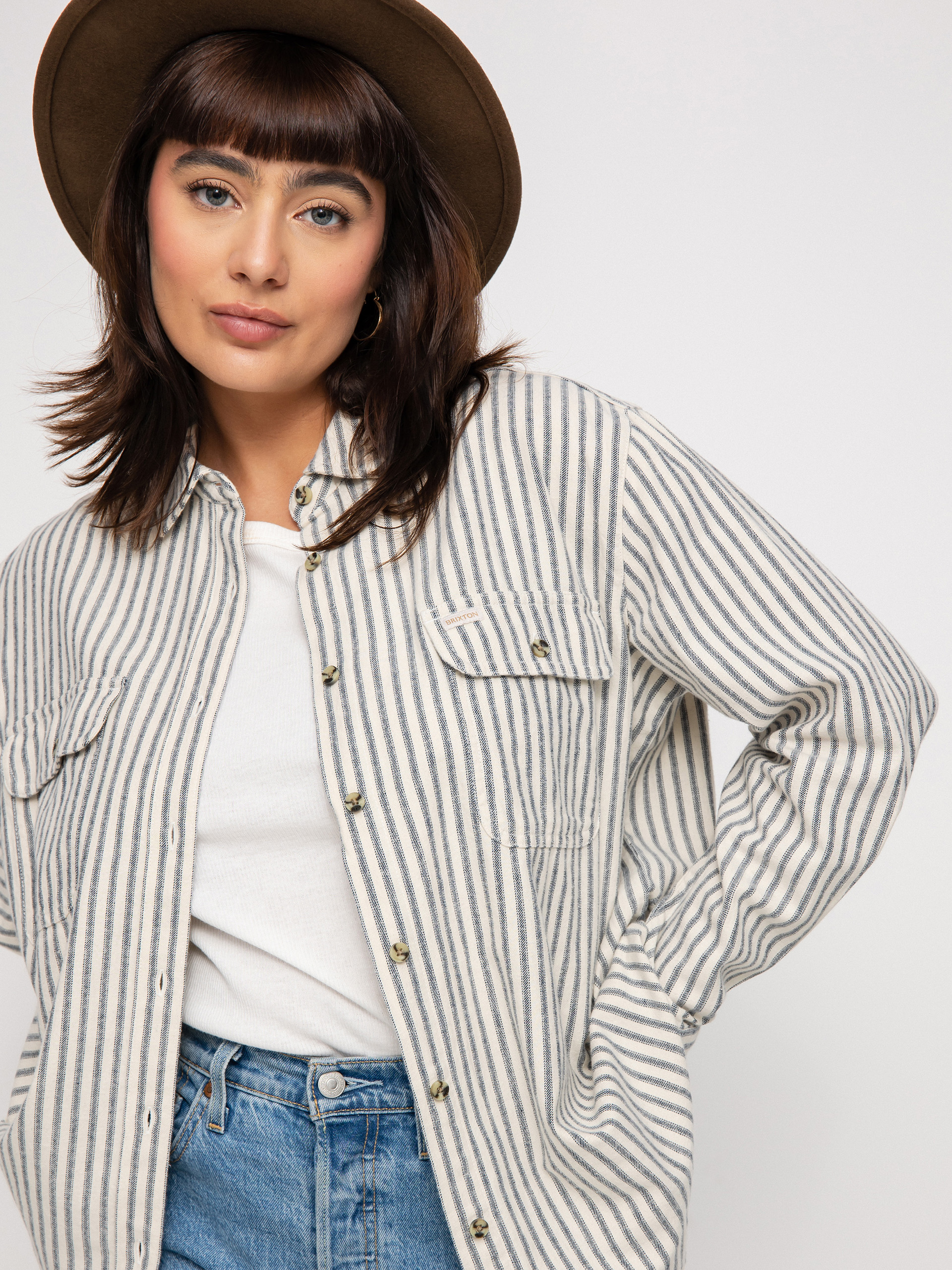 Koszula Brixton Bowery Bf Ls Wmn (dove stripe)