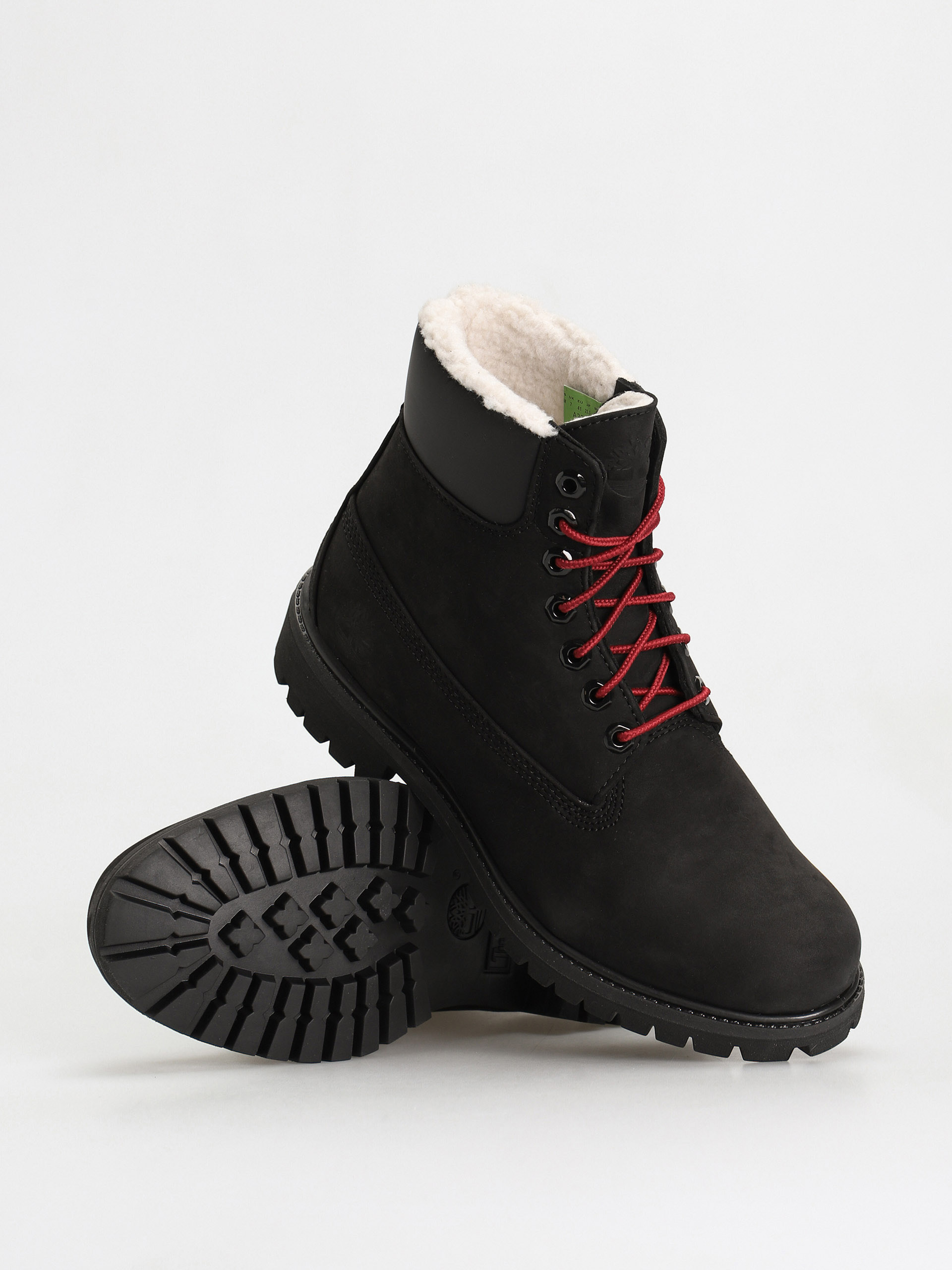 Buty Timberland 6 In Premium Fur/Warm Lin (black nubuck/red)