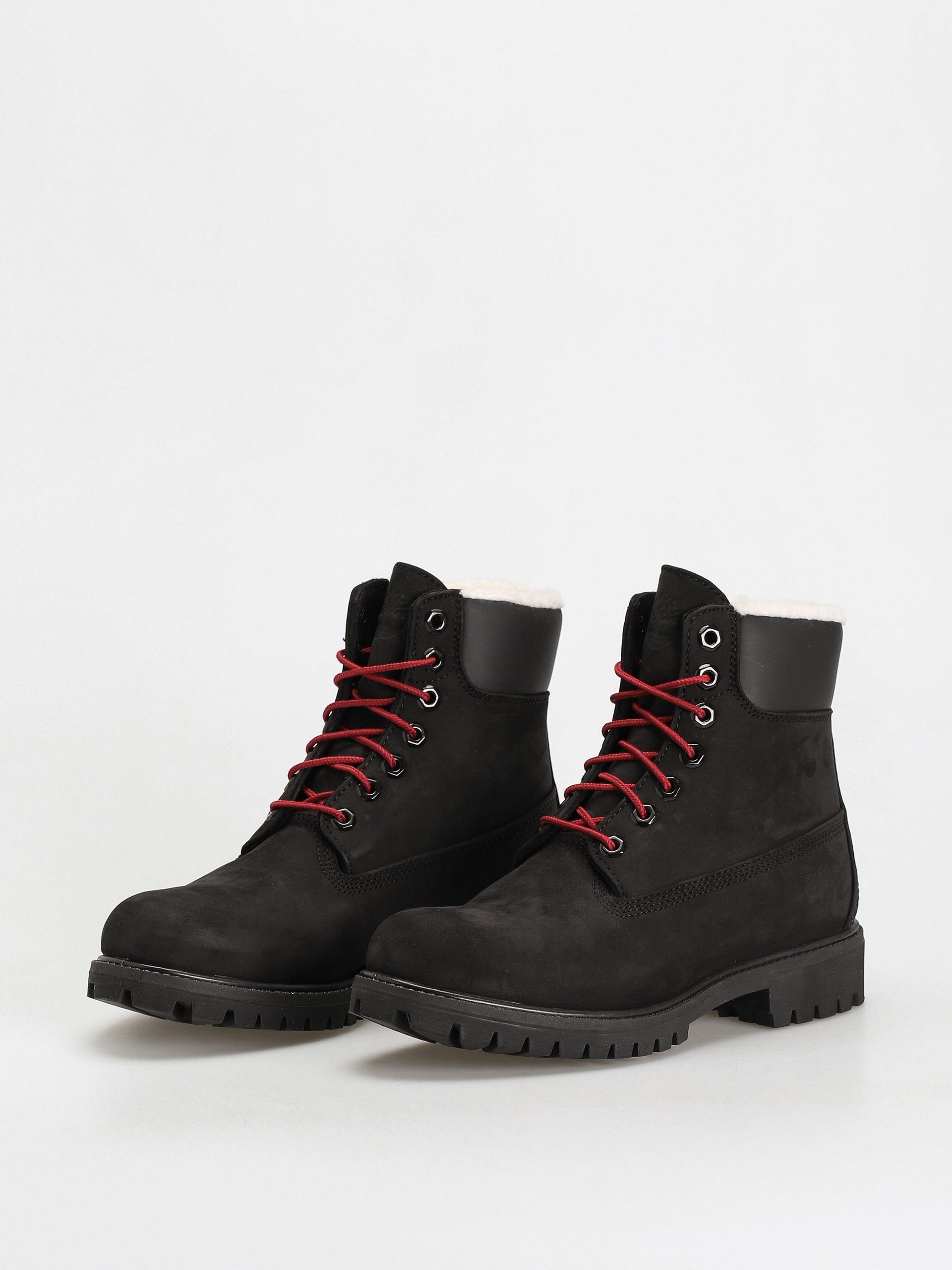 Buty Timberland 6 In Premium Fur/Warm Lin (black nubuck/red)