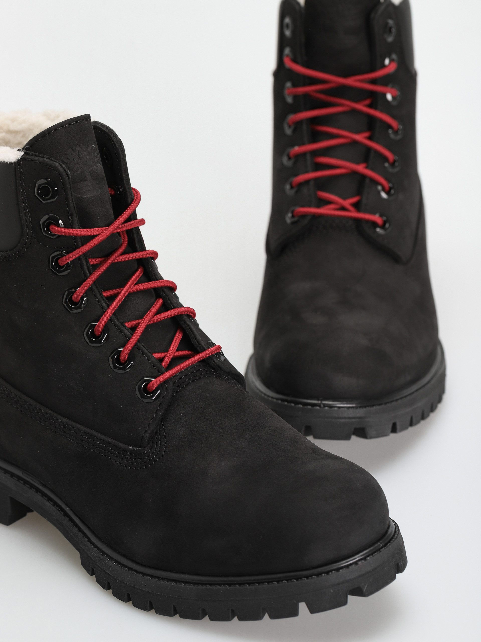 Buty Timberland 6 In Premium Fur/Warm Lin (black nubuck/red)