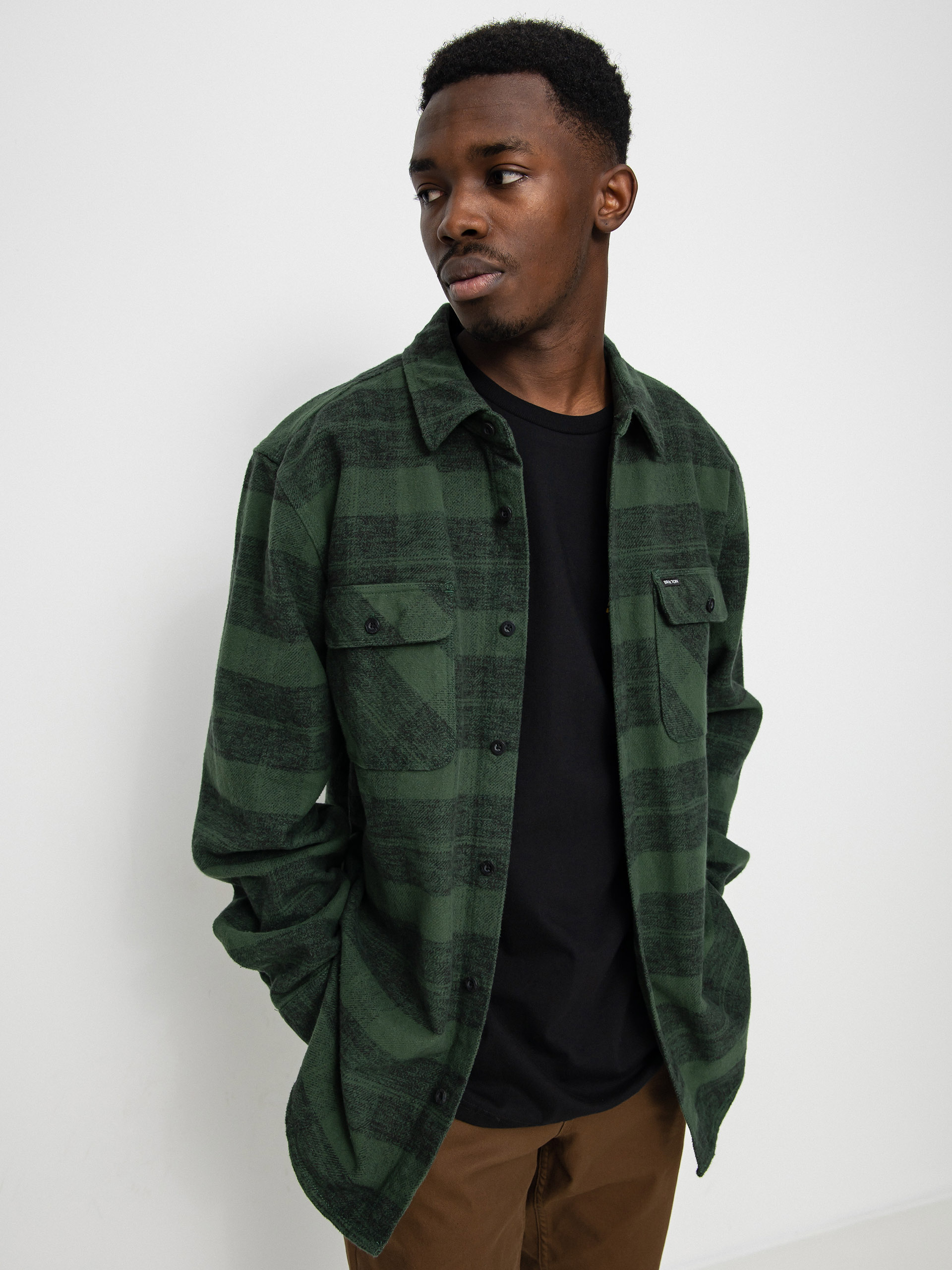 Koszula Brixton Bowery Heavy Weight Ls (forest green)