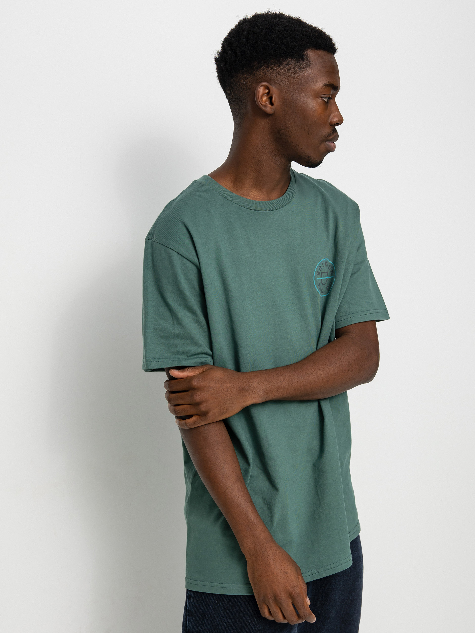 T-shirt Brixton Crest II (dark forest/teal/grey)
