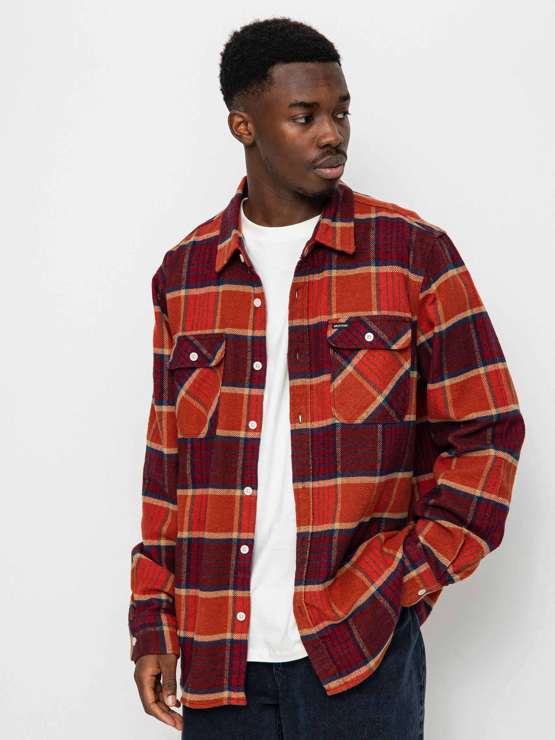 Koszula Brixton Bowery Flannel Ls (mahogany/burnt henna/mars red)