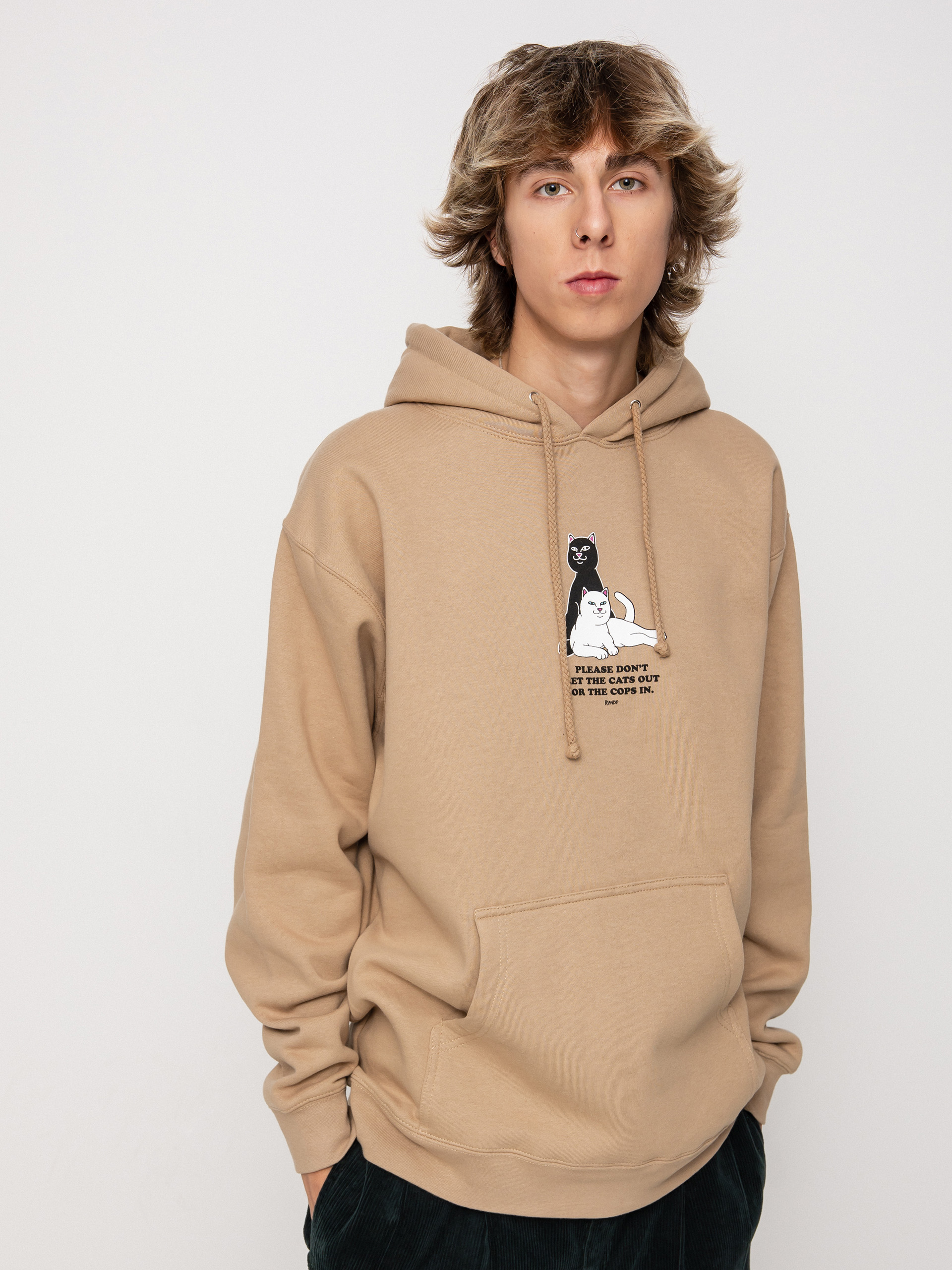 Bluza z kapturem RipNDip Keep The Cats In HD (sandstone)